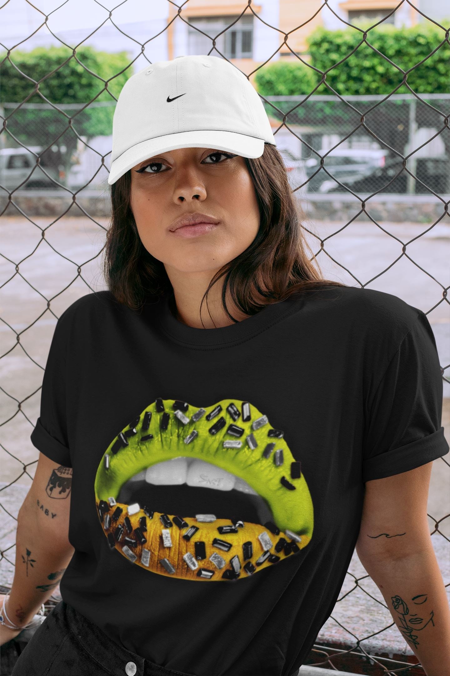 Lips Jewel Unisex Tops - Air Jordan 1 Volt Gold