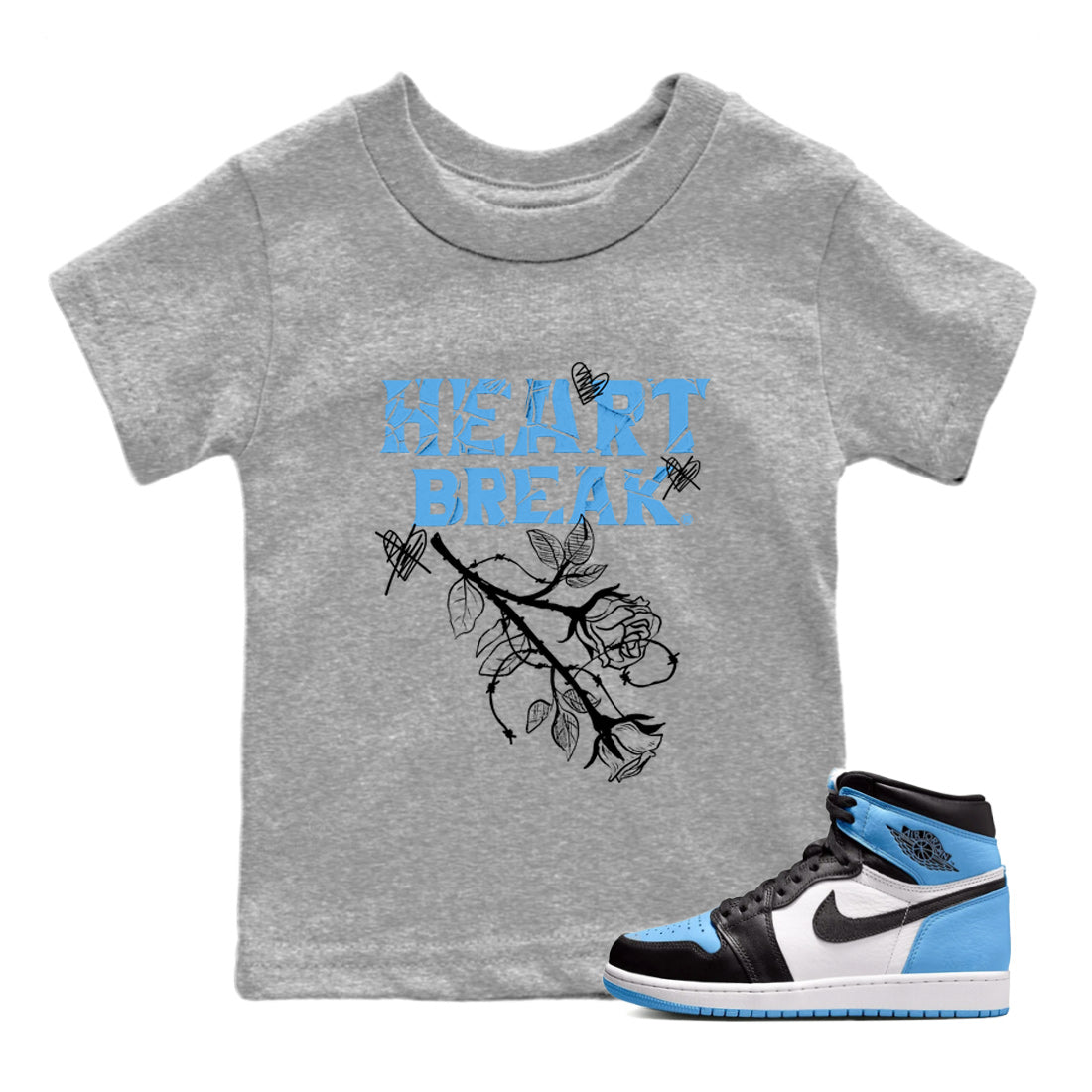 Heart Break Kids Tops - Air Jordan 1 UNC Toe