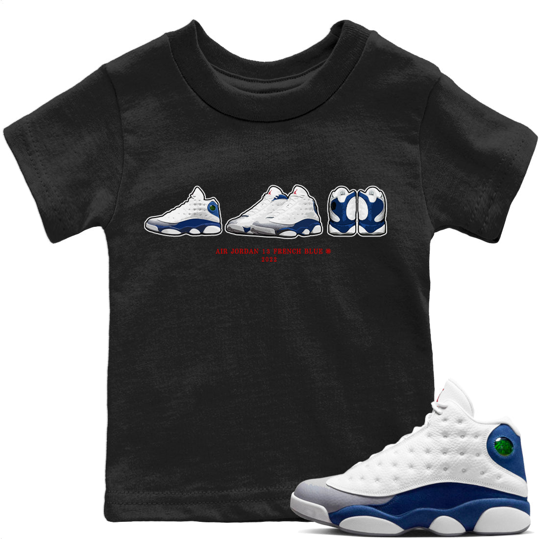 snkmatch Prelude Kids Tops - Air Jordan 13 French Blue