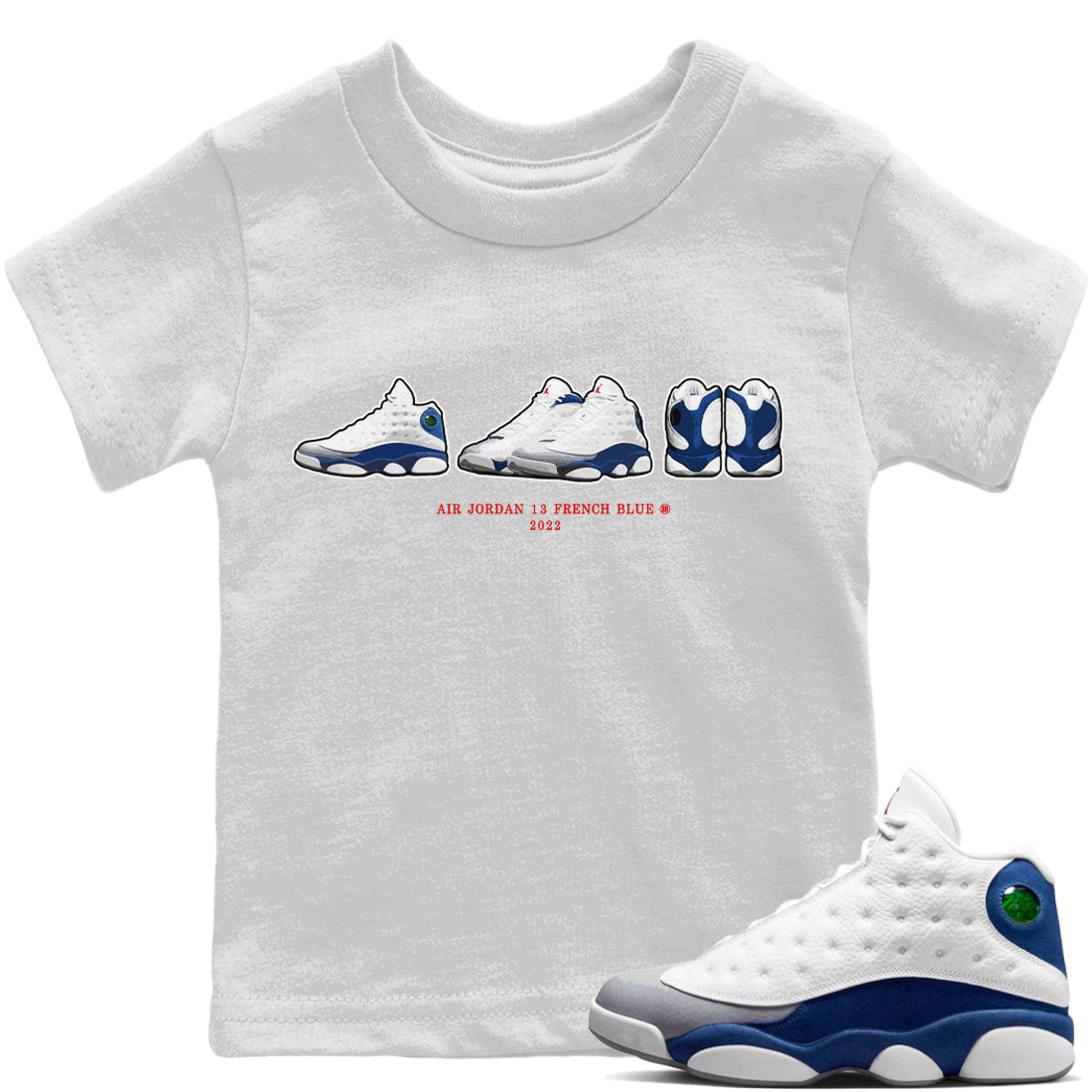 snkmatch Prelude Kids Tops - Air Jordan 13 French Blue