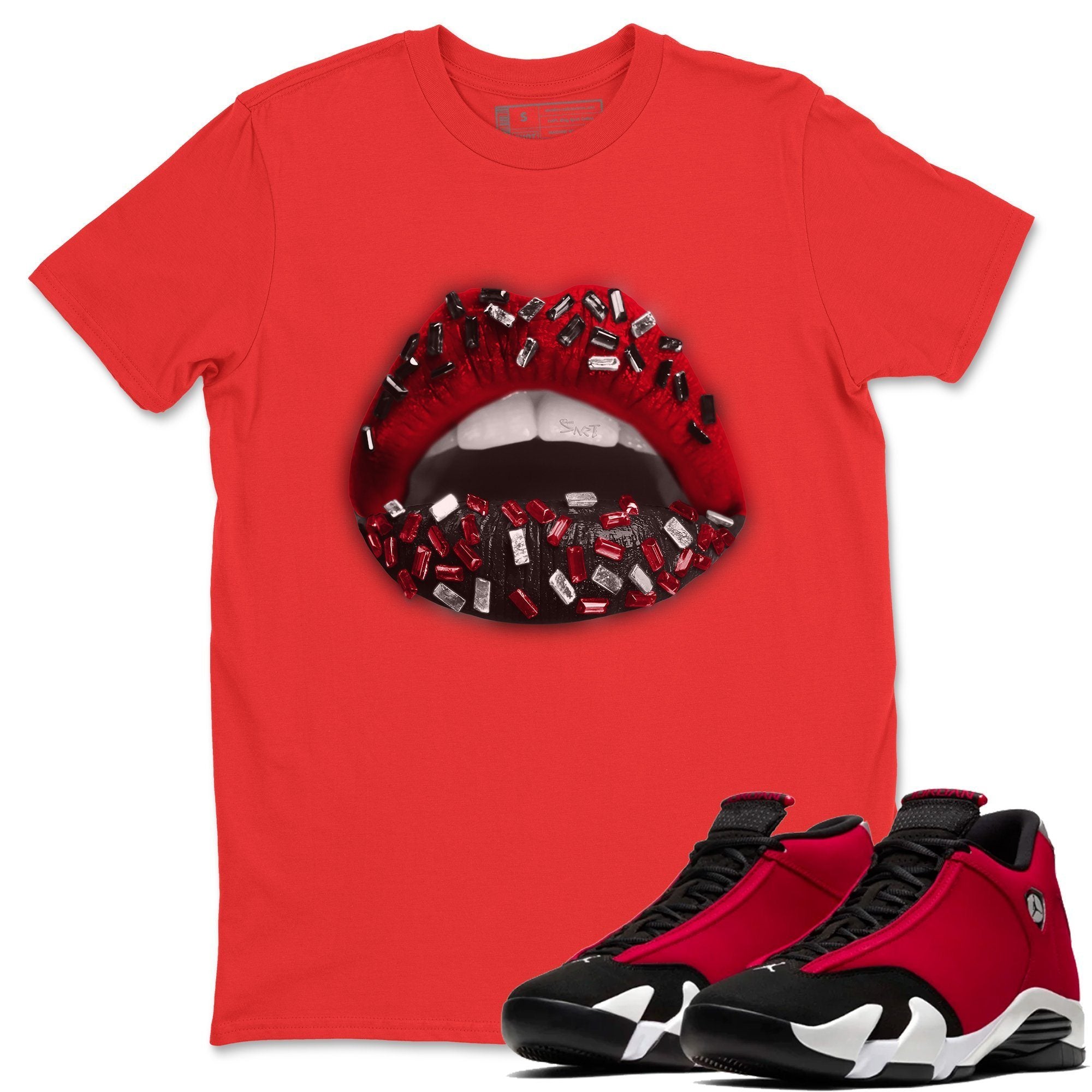 Lips Jewel Unisex Tops - Air Jordan 14 Gym Red