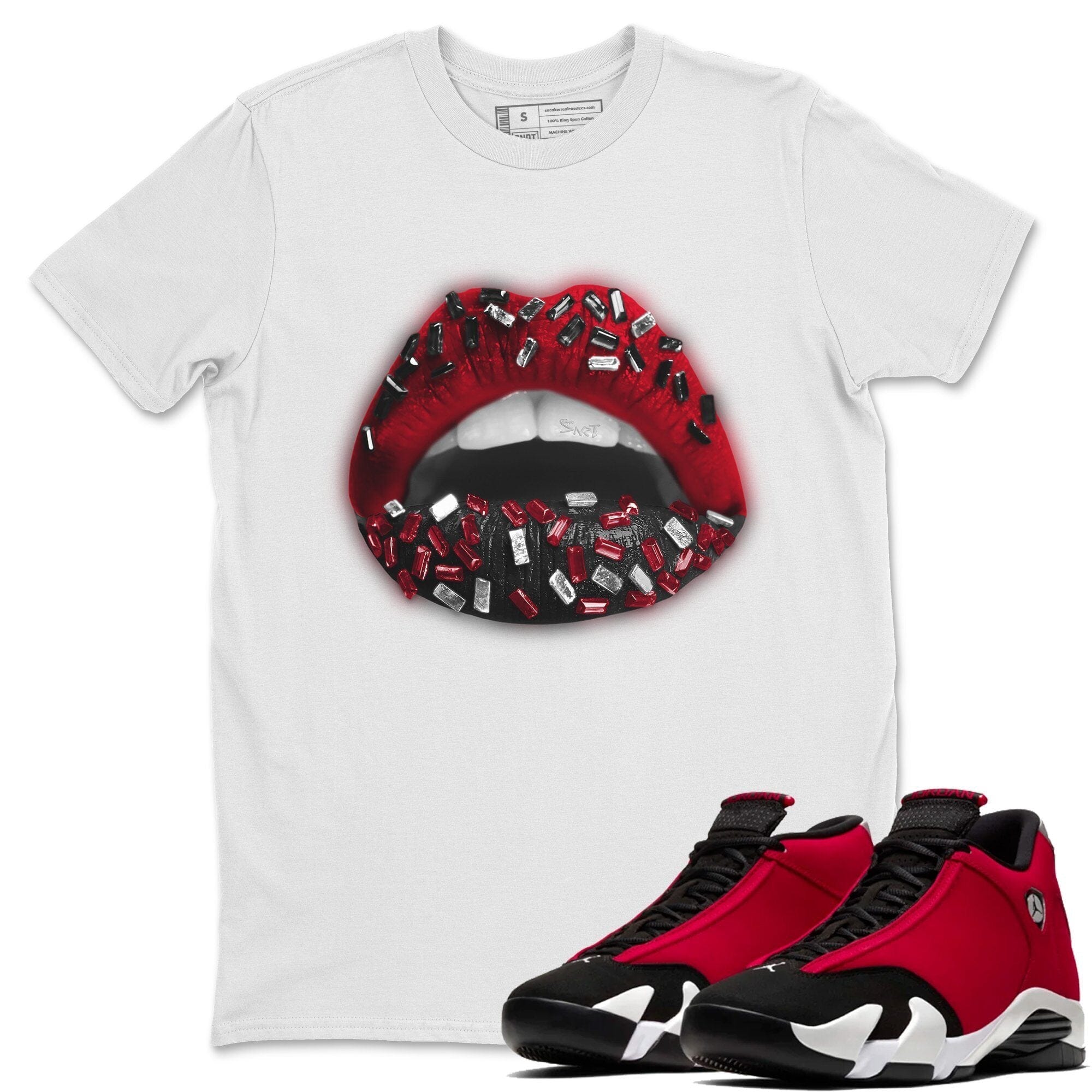 Lips Jewel Unisex Tops - Air Jordan 14 Gym Red