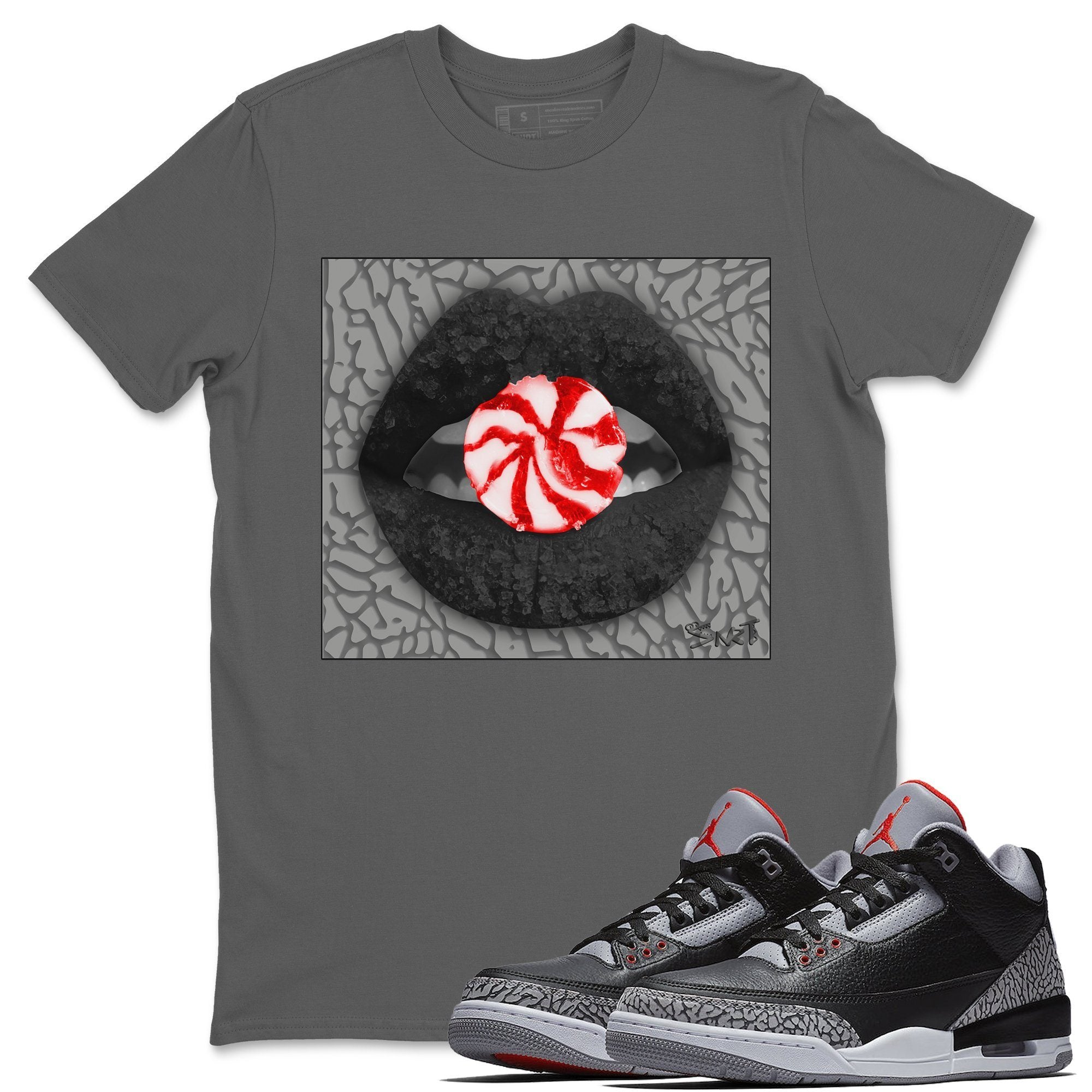 Lips Candy Unisex Tops - Air Jordan 3 Black Cement
