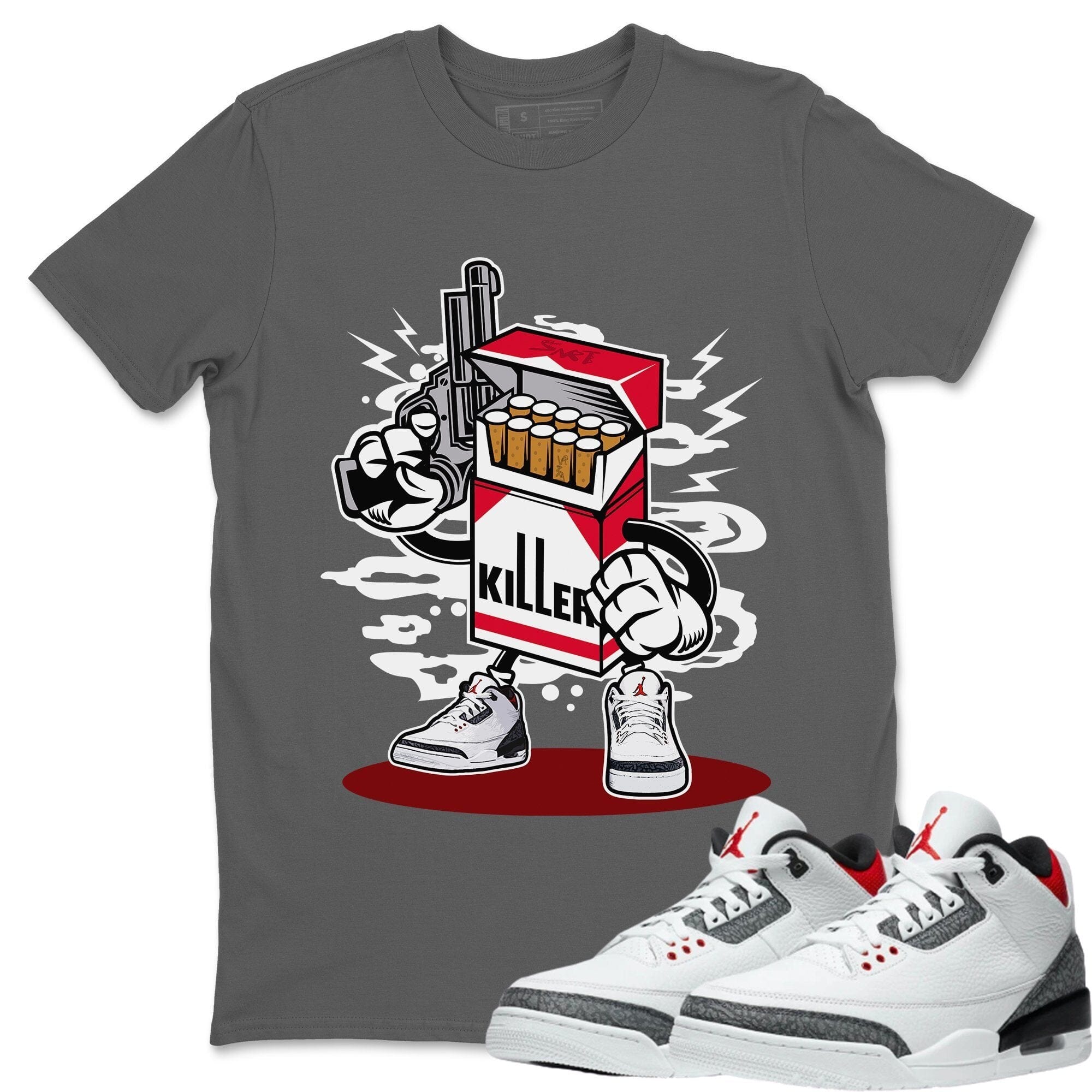 Killer Unisex Tops - Air Jordan 3 Fire Red