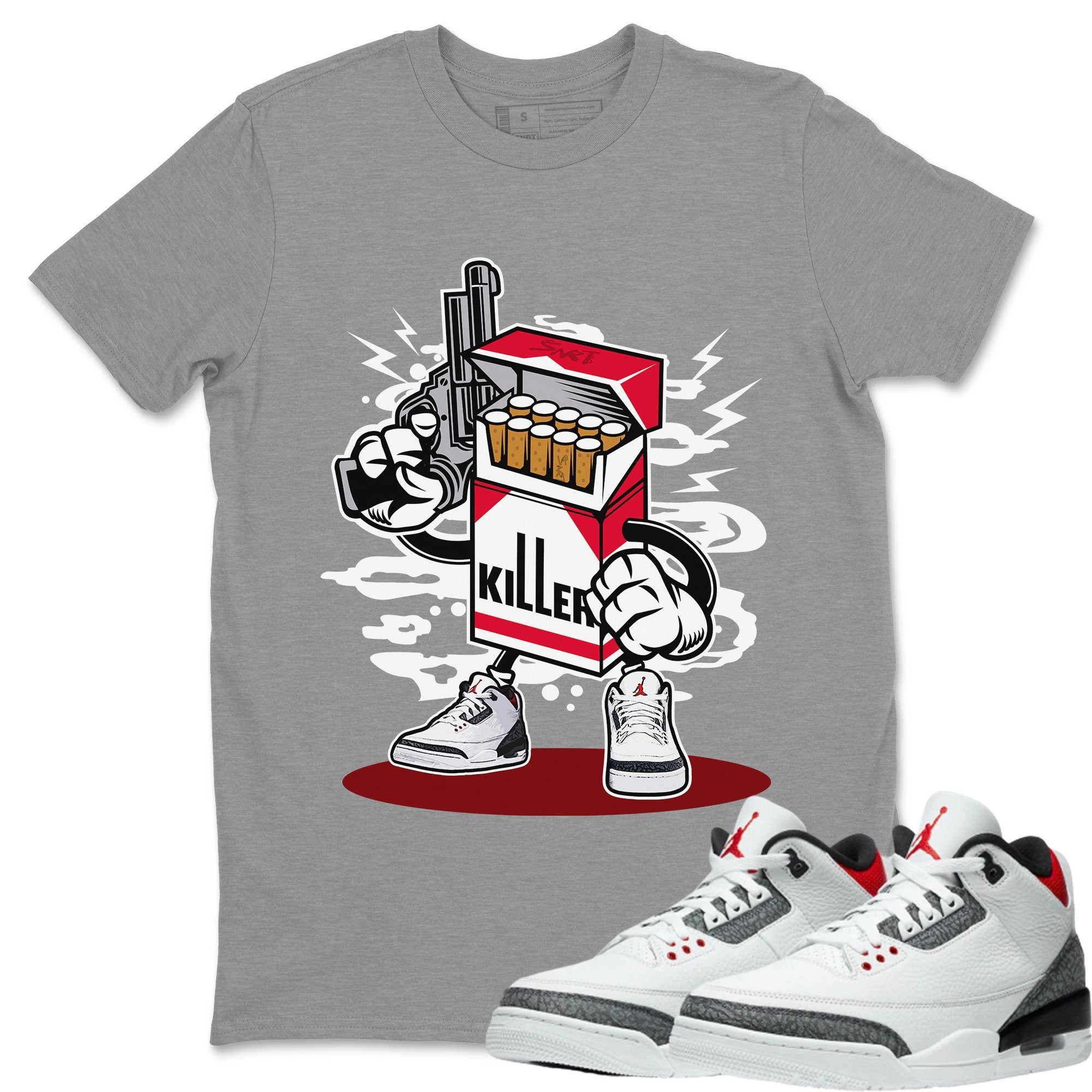 Killer Unisex Tops - Air Jordan 3 Fire Red