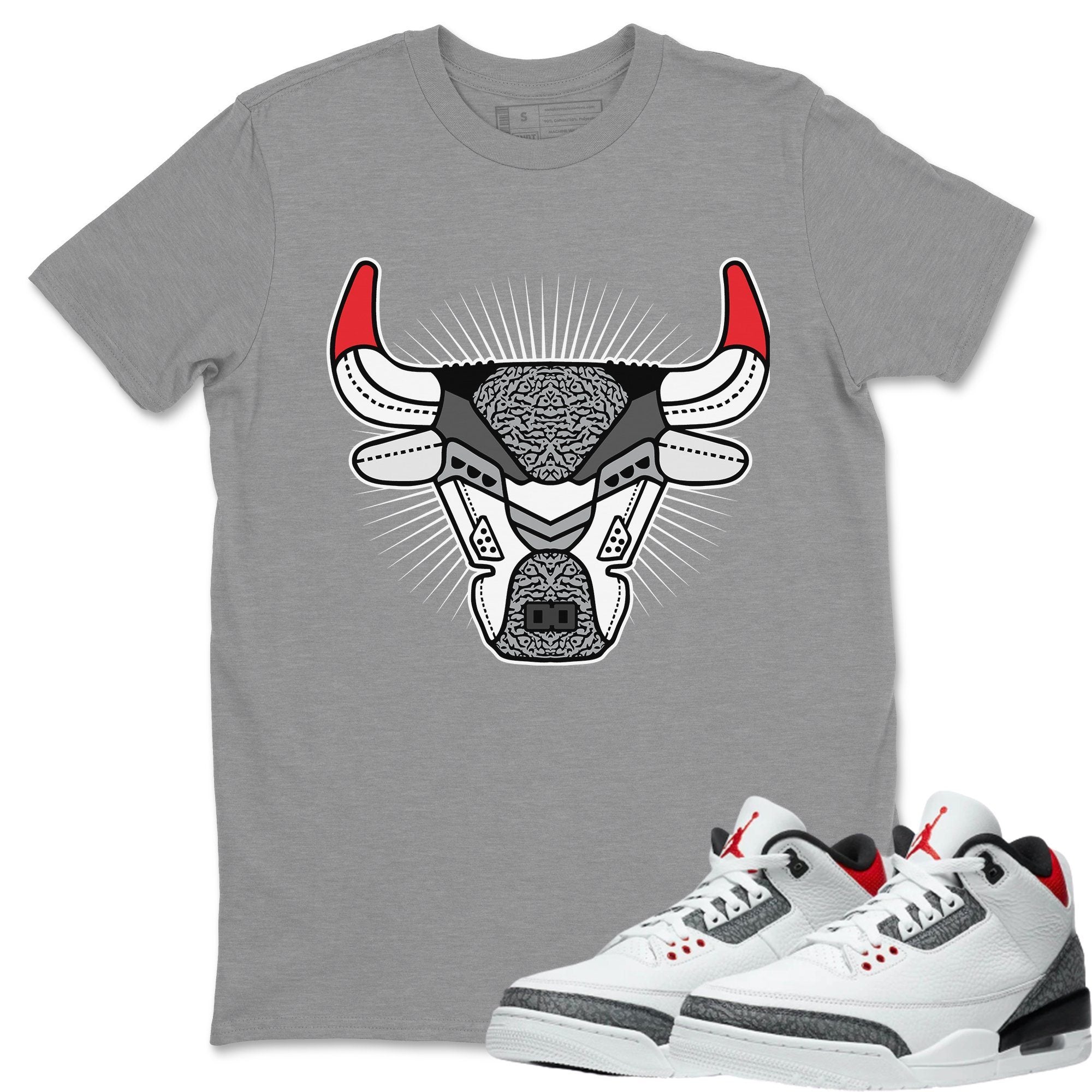 Bull Head Unisex Tops - Air Jordan 3 Fire Red
