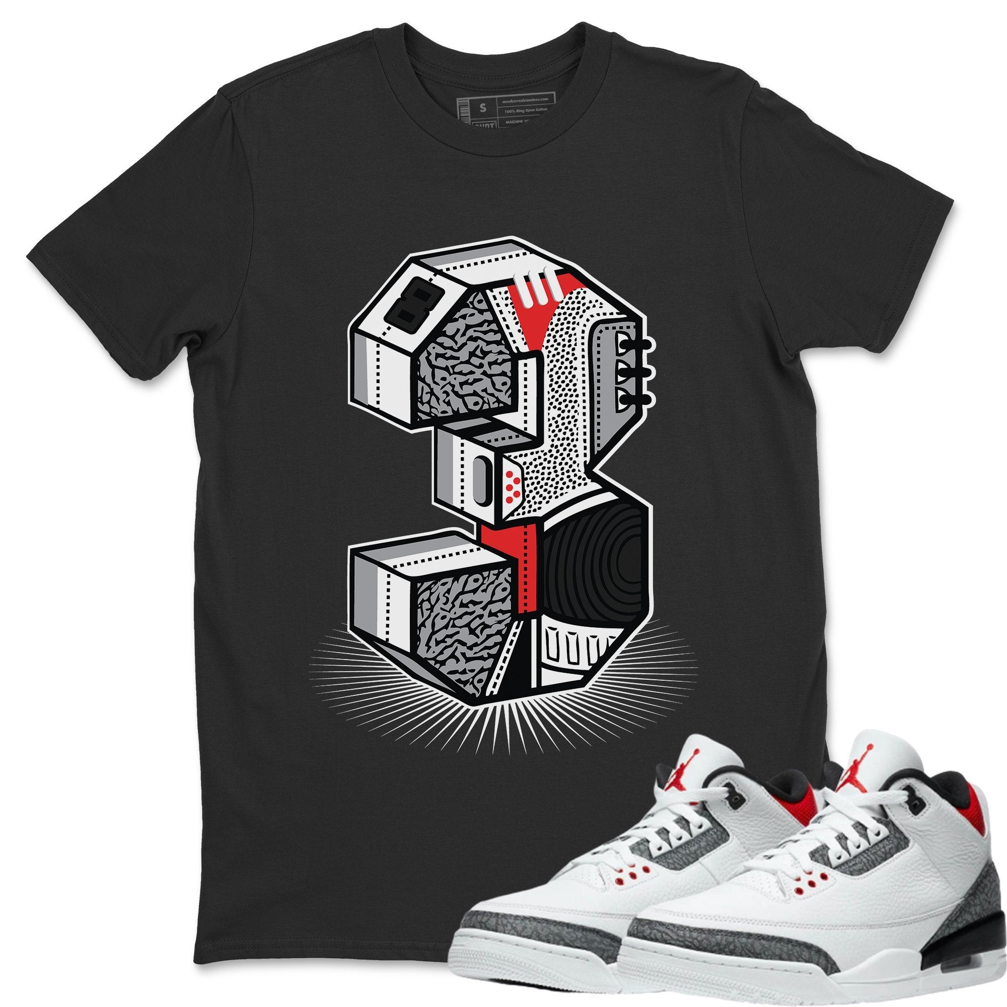 Three Statue Unisex Tops - Air Jordan 3 Fire Red