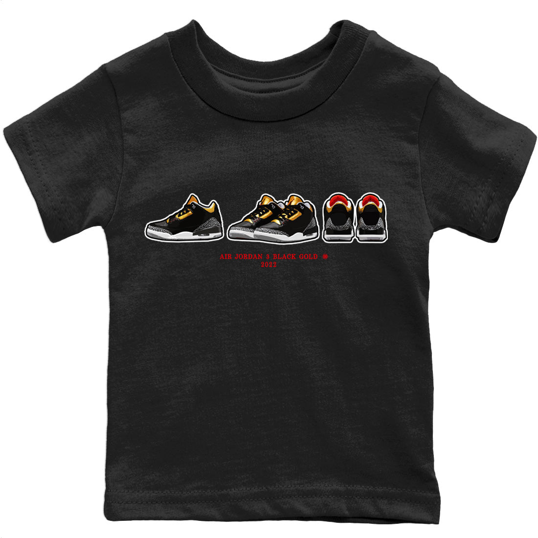 snkmatch Prelude Kids Tops - Air Jordan 3 Black Gold
