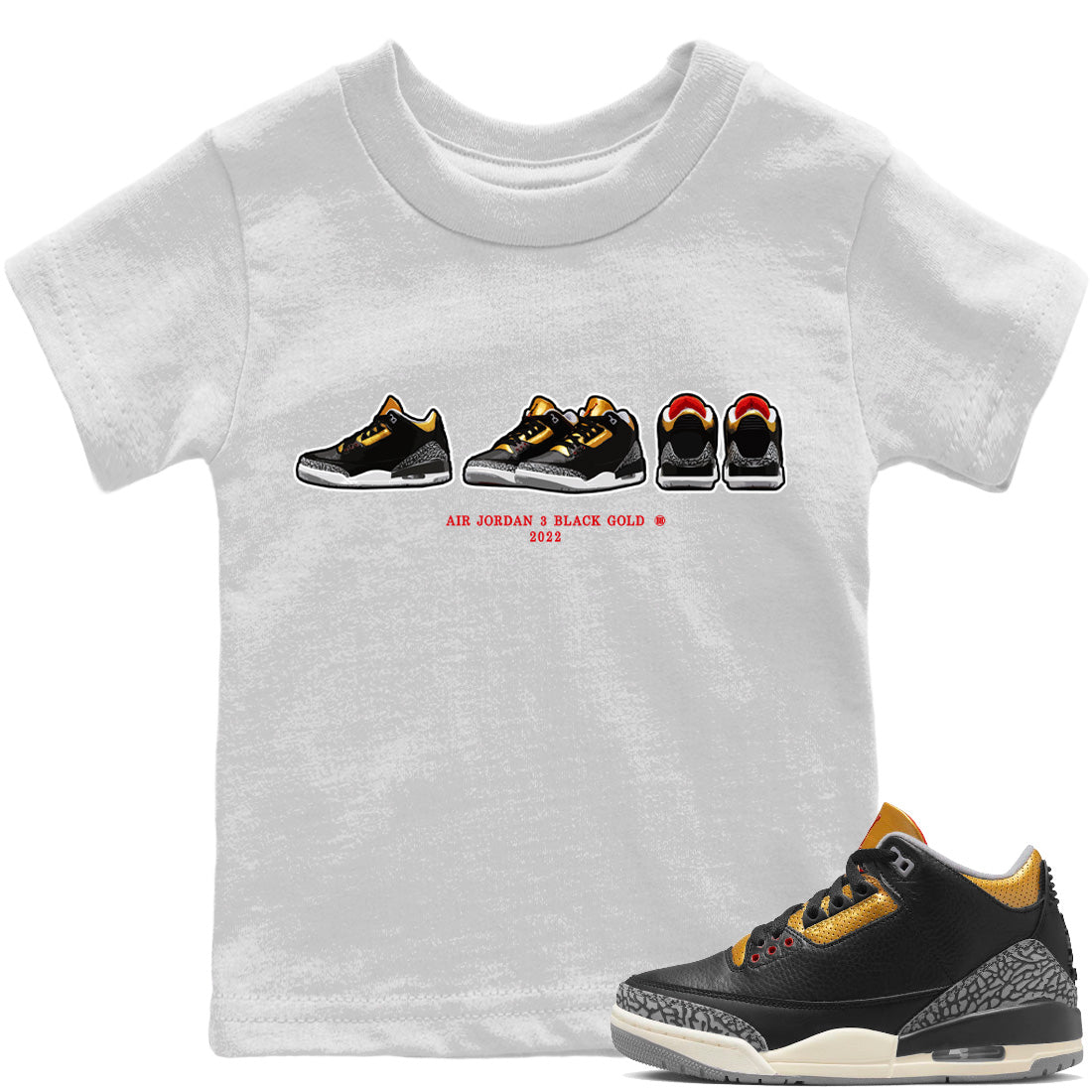 snkmatch Prelude Kids Tops - Air Jordan 3 Black Gold