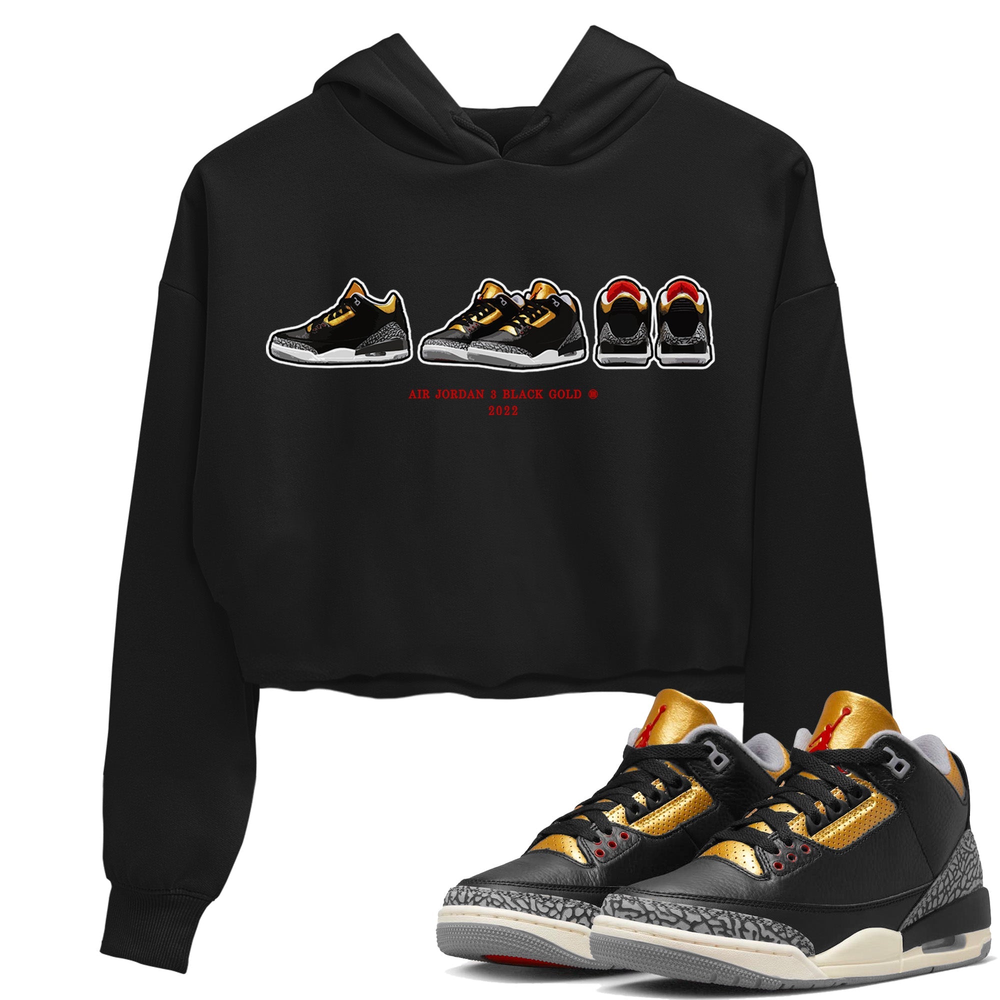 snkmatch Prelude Women's Tops - Air Jordan 3 Black Gold