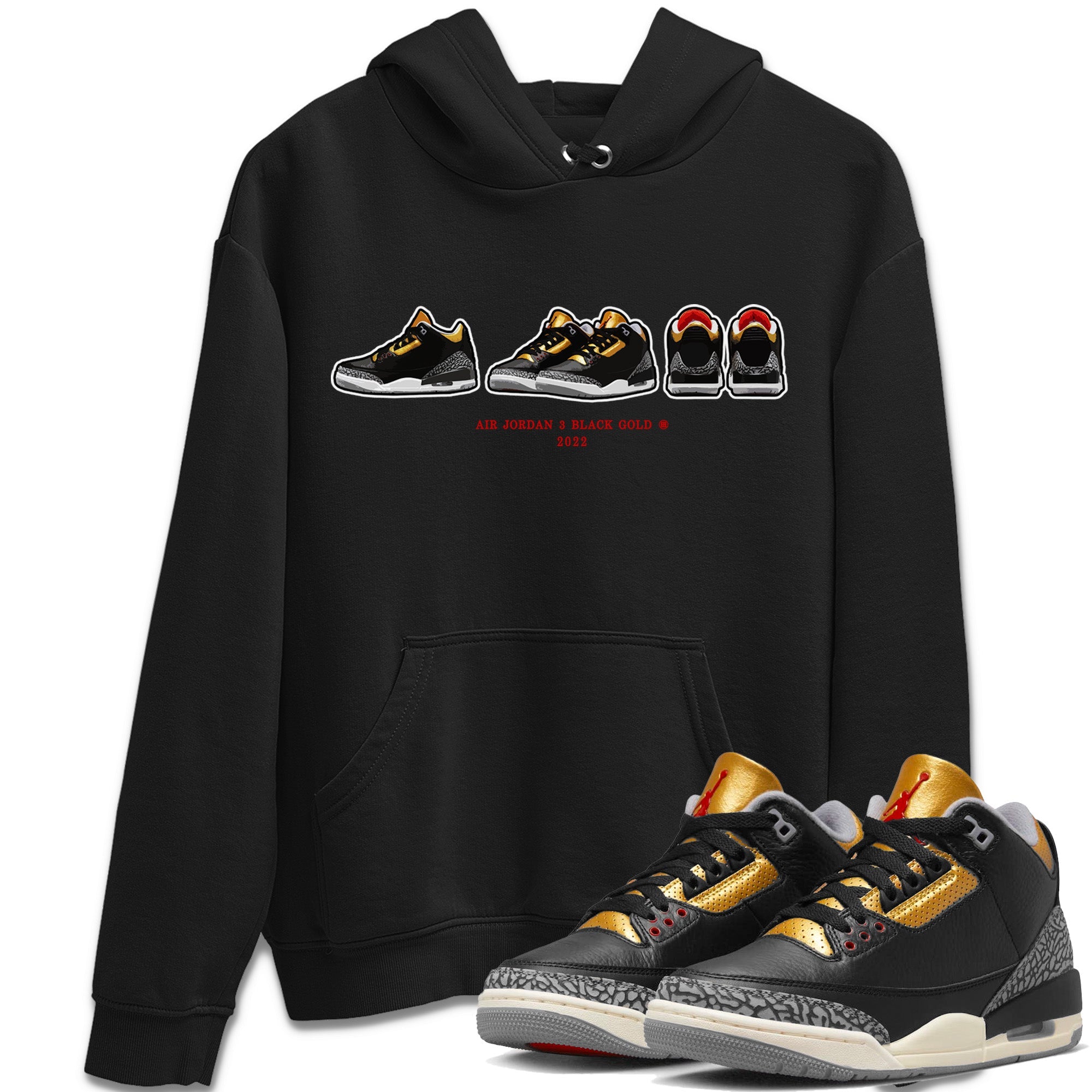 snkmatch Prelude Unisex Tops - Air Jordan 3 Black Gold