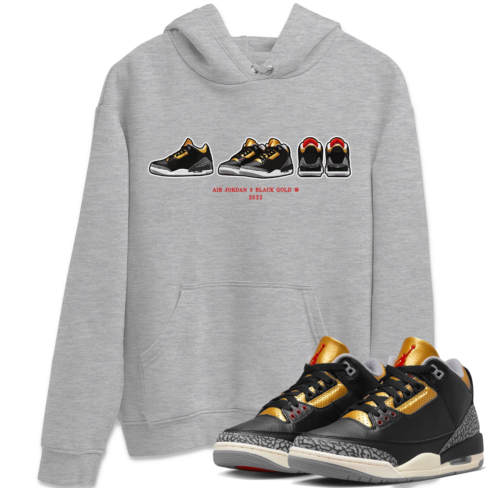snkmatch Prelude Unisex Tops - Air Jordan 3 Black Gold