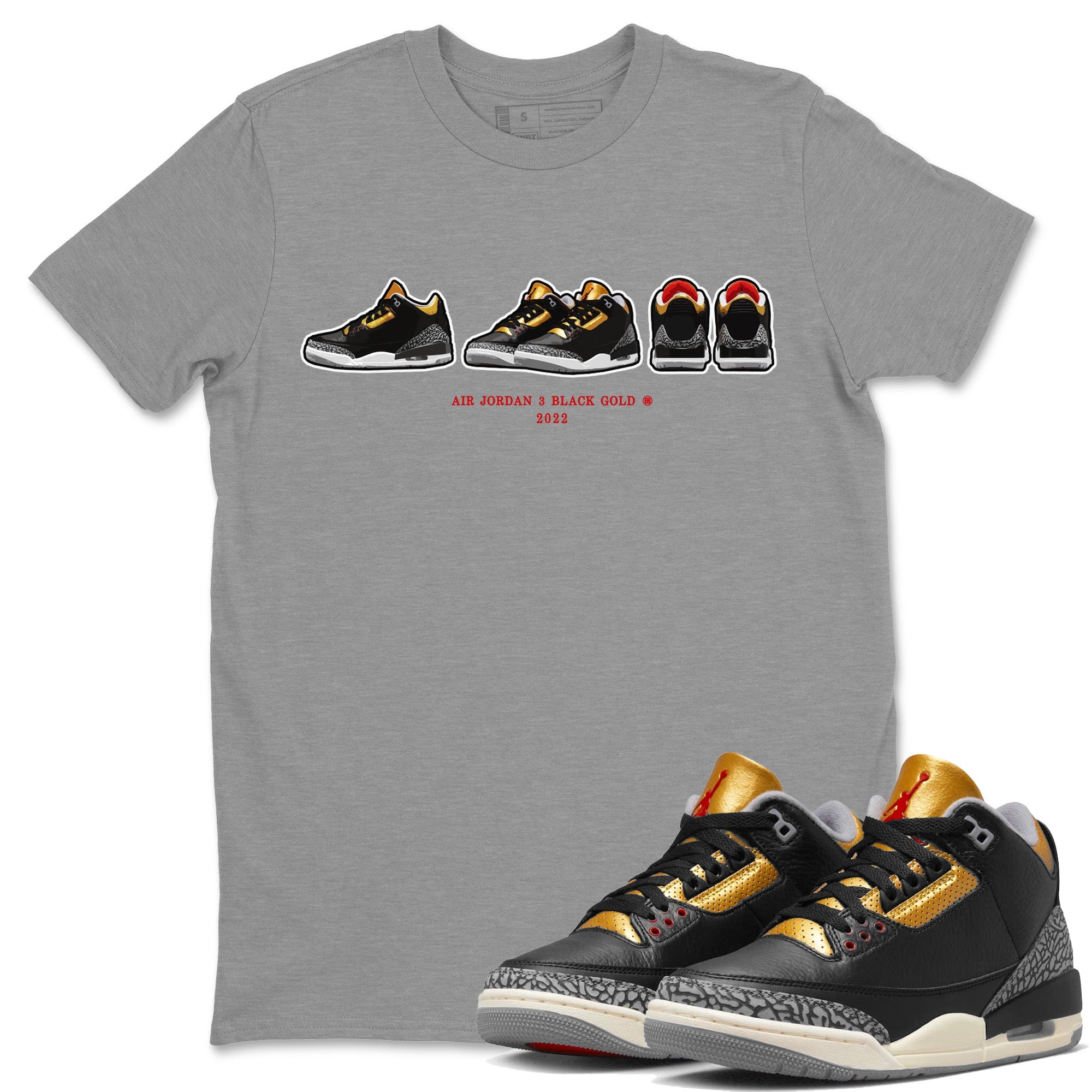 snkmatch Prelude Unisex Tops - Air Jordan 3 Black Gold