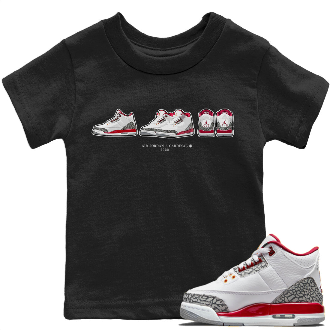 snkmatch Prelude Kids Tops - Air Jordan 3 Cardinal