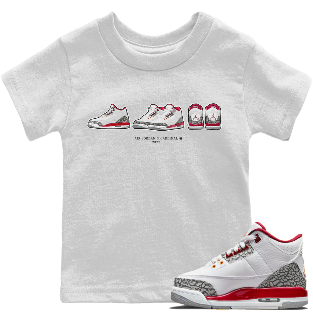 snkmatch Prelude Kids Tops - Air Jordan 3 Cardinal