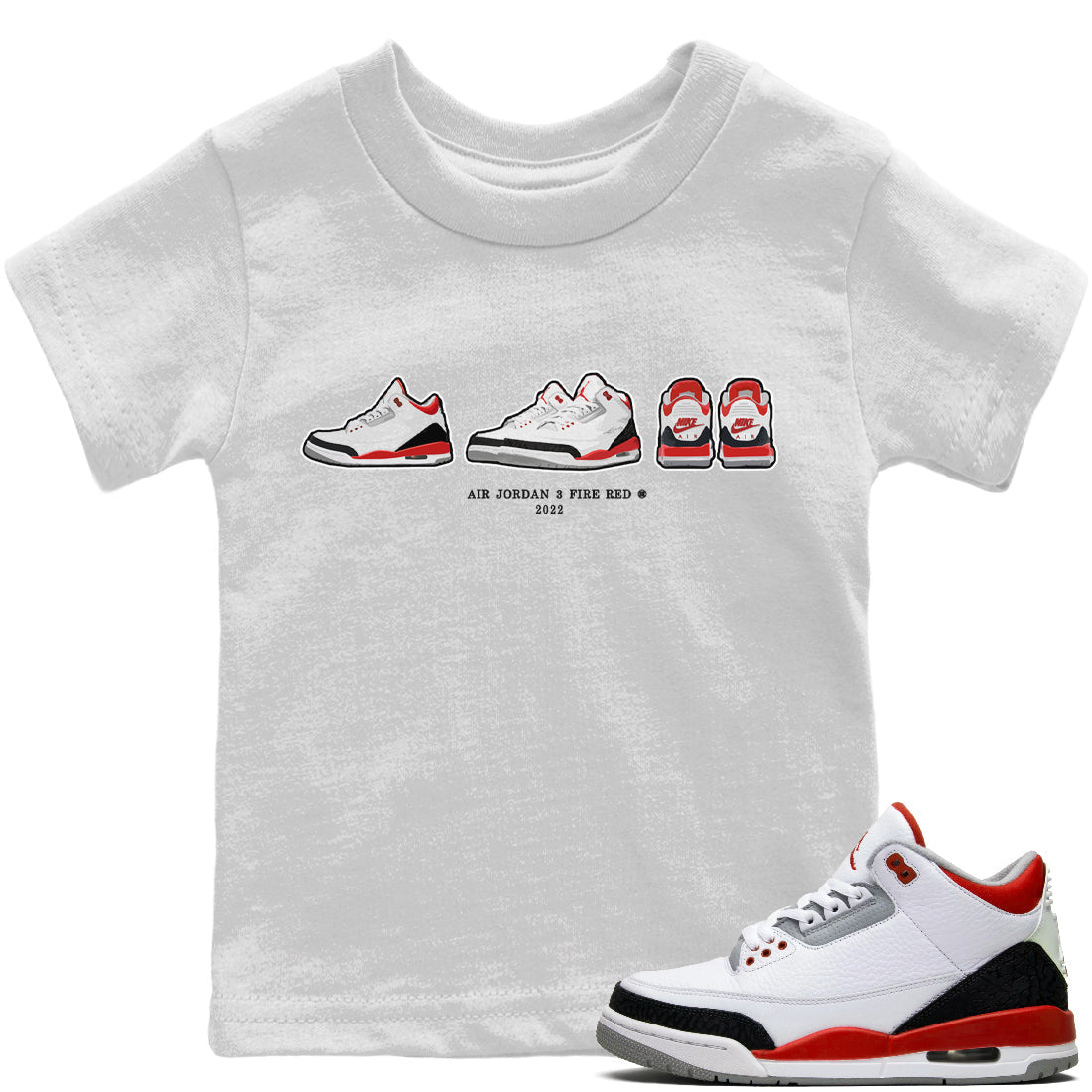 snkmatch Prelude Kids Tops - Air Jordan 3 Fire Red