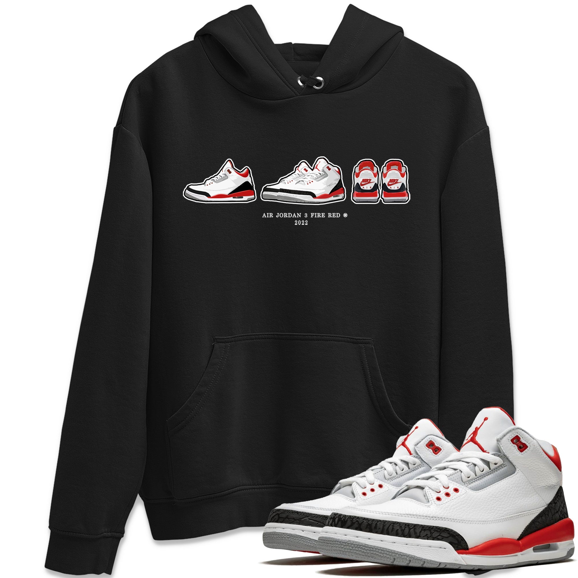 snkmatch Prelude Unisex Tops - Air Jordan 3 Fire Red