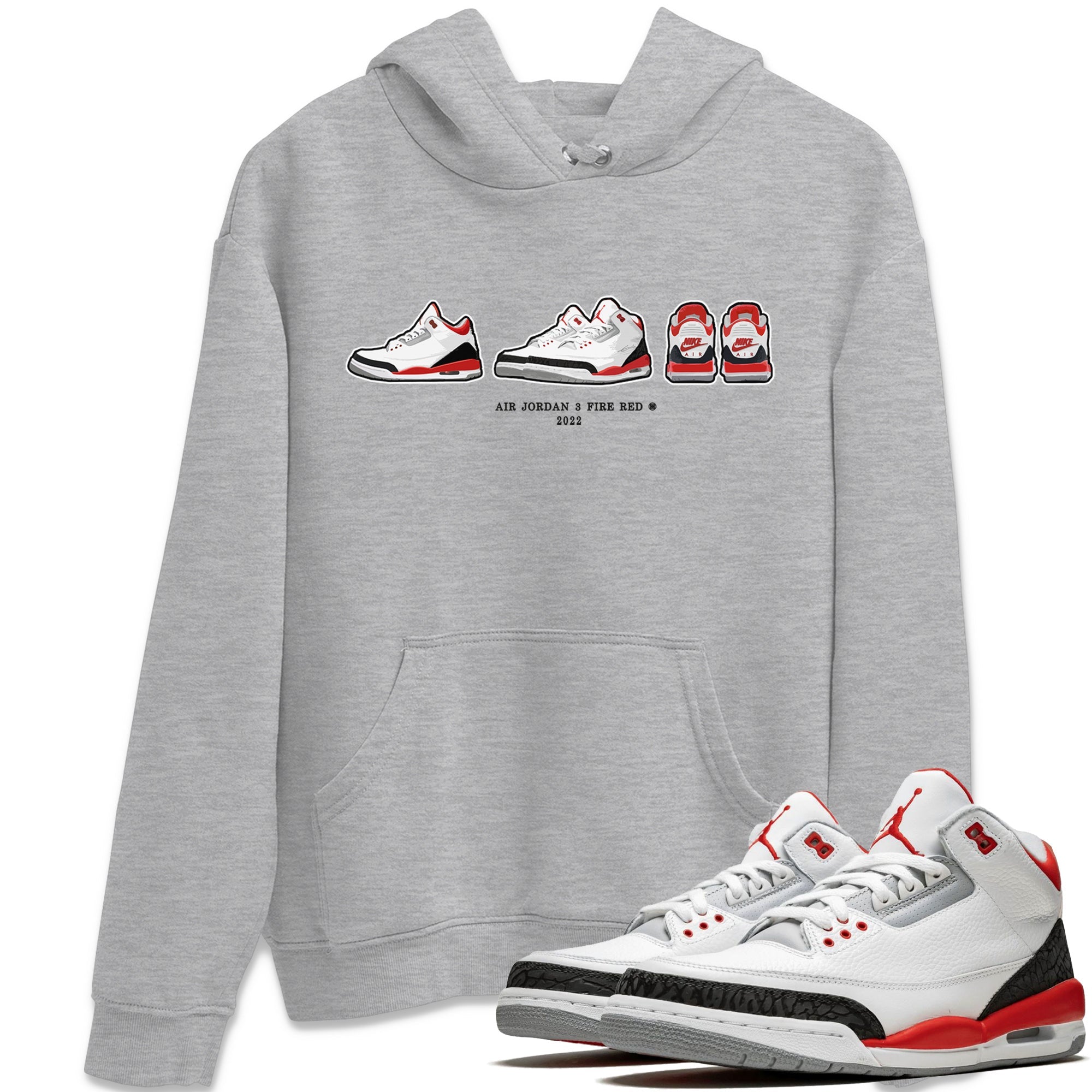 snkmatch Prelude Unisex Tops - Air Jordan 3 Fire Red