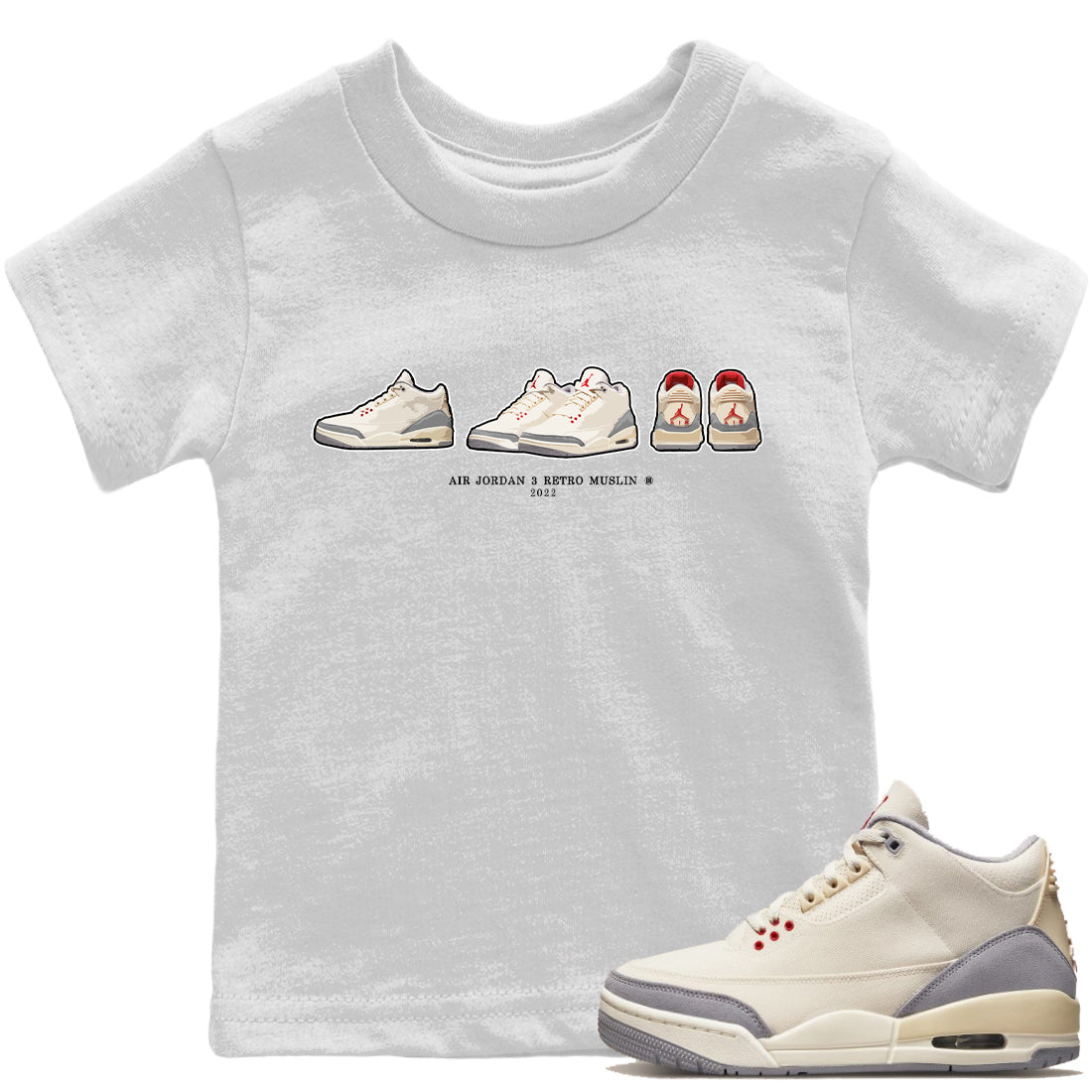 snkmatch Prelude Kids Tops - Air Jordan 3 Muslin