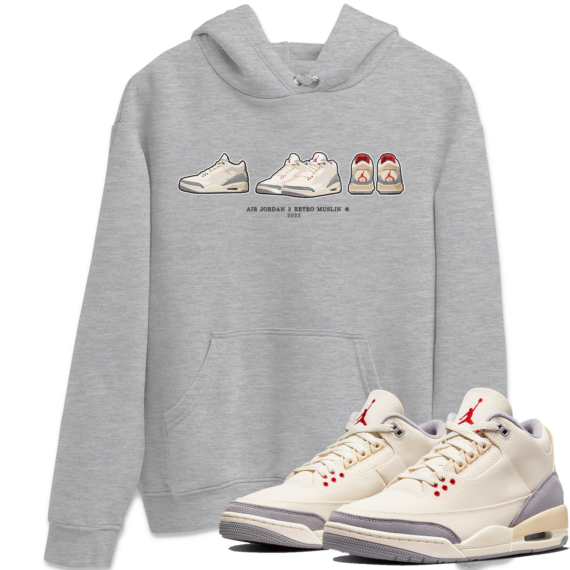 snkmatch Prelude Unisex Tops - Air Jordan 3 Muslin