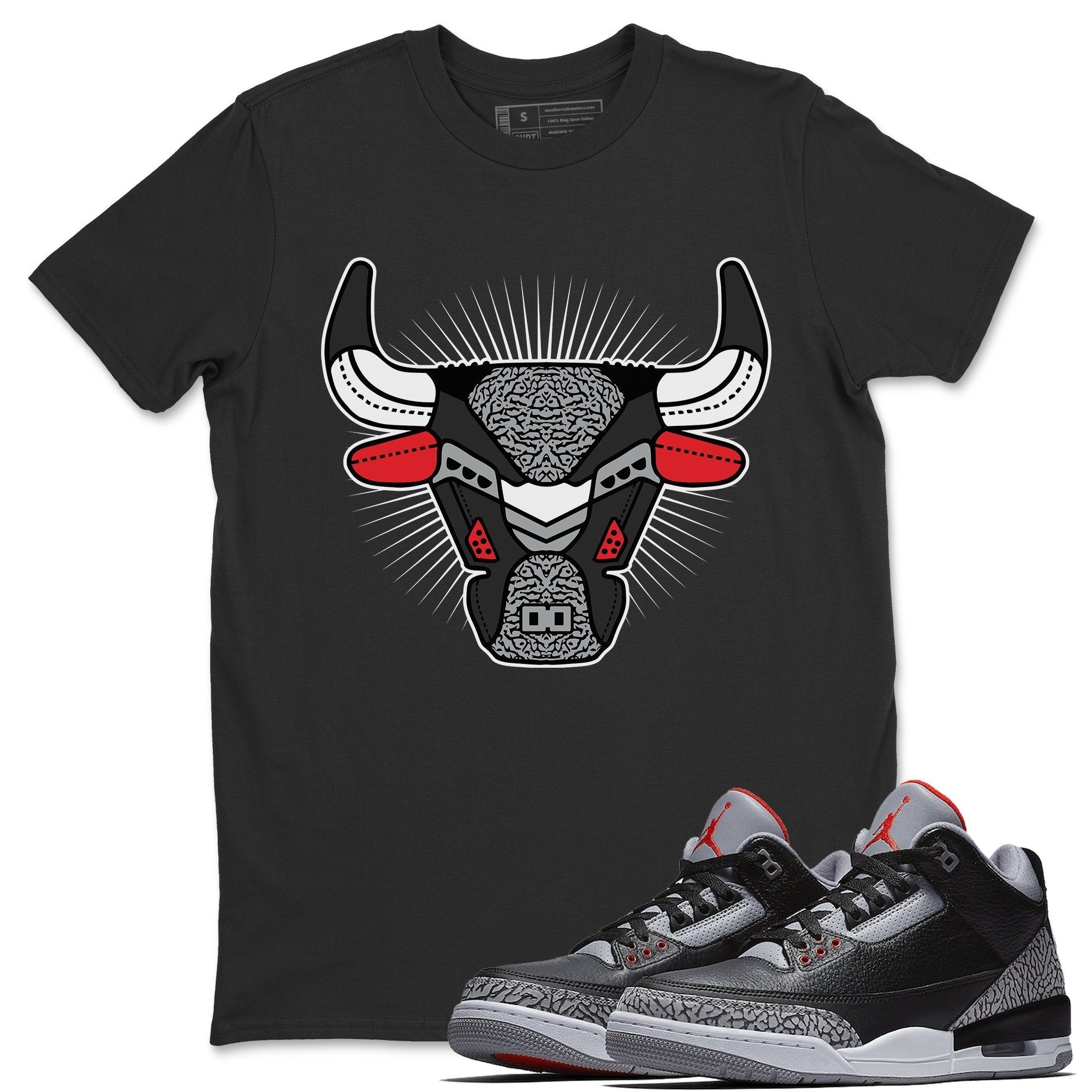 AJ3 Bull Head Unisex Tops - Air Jordan 3 Black Cement