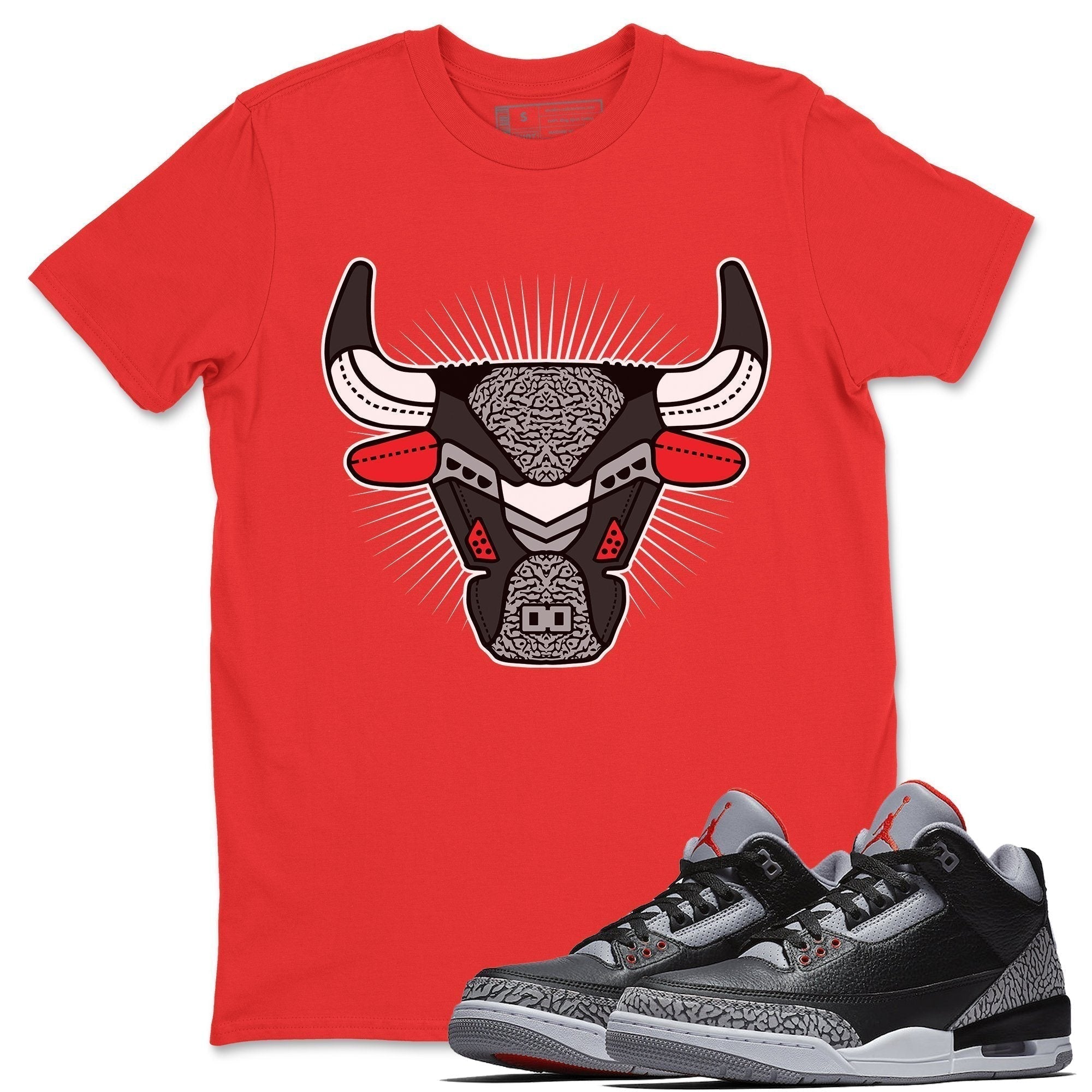 AJ3 Bull Head Unisex Tops - Air Jordan 3 Black Cement