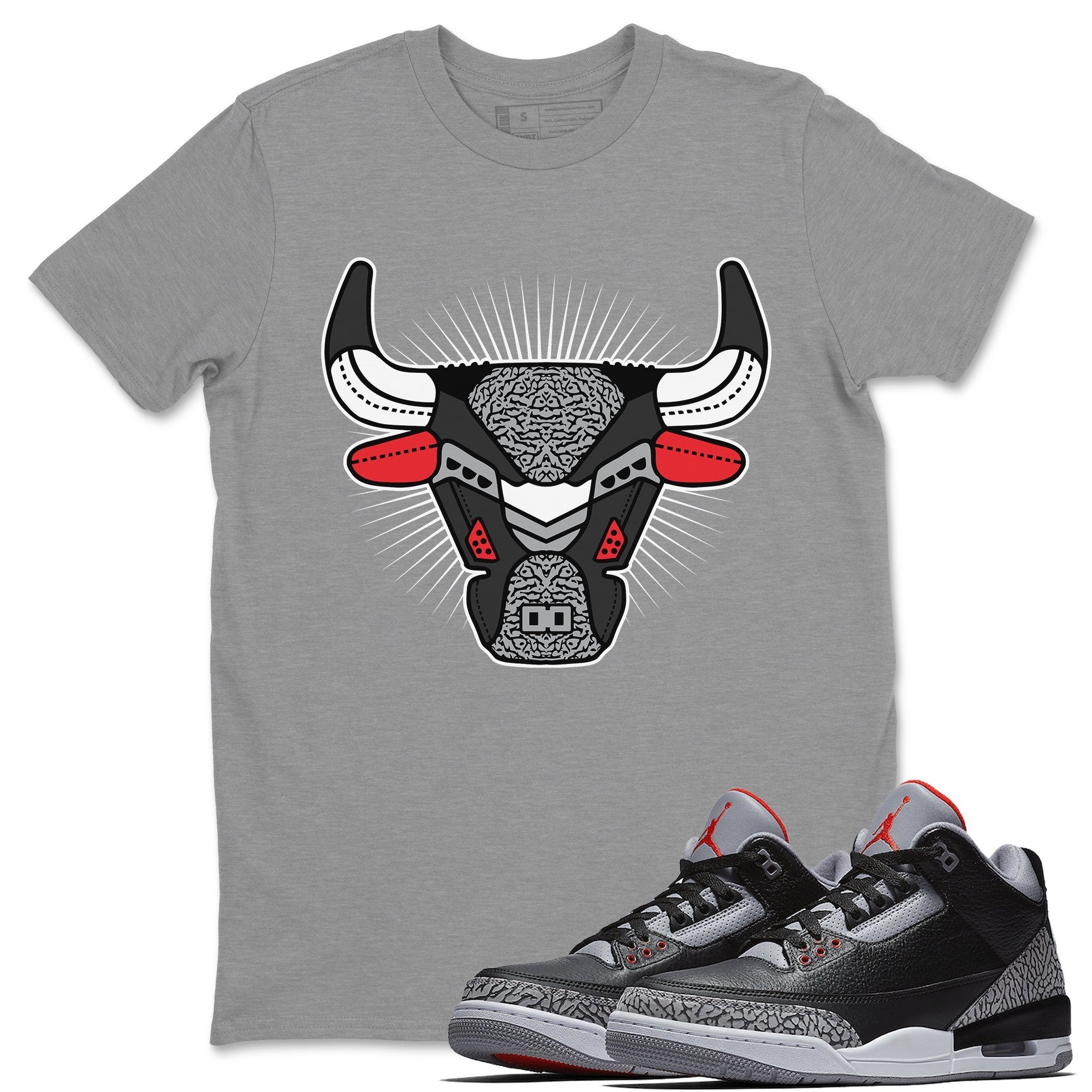 AJ3 Bull Head Unisex Tops - Air Jordan 3 Black Cement