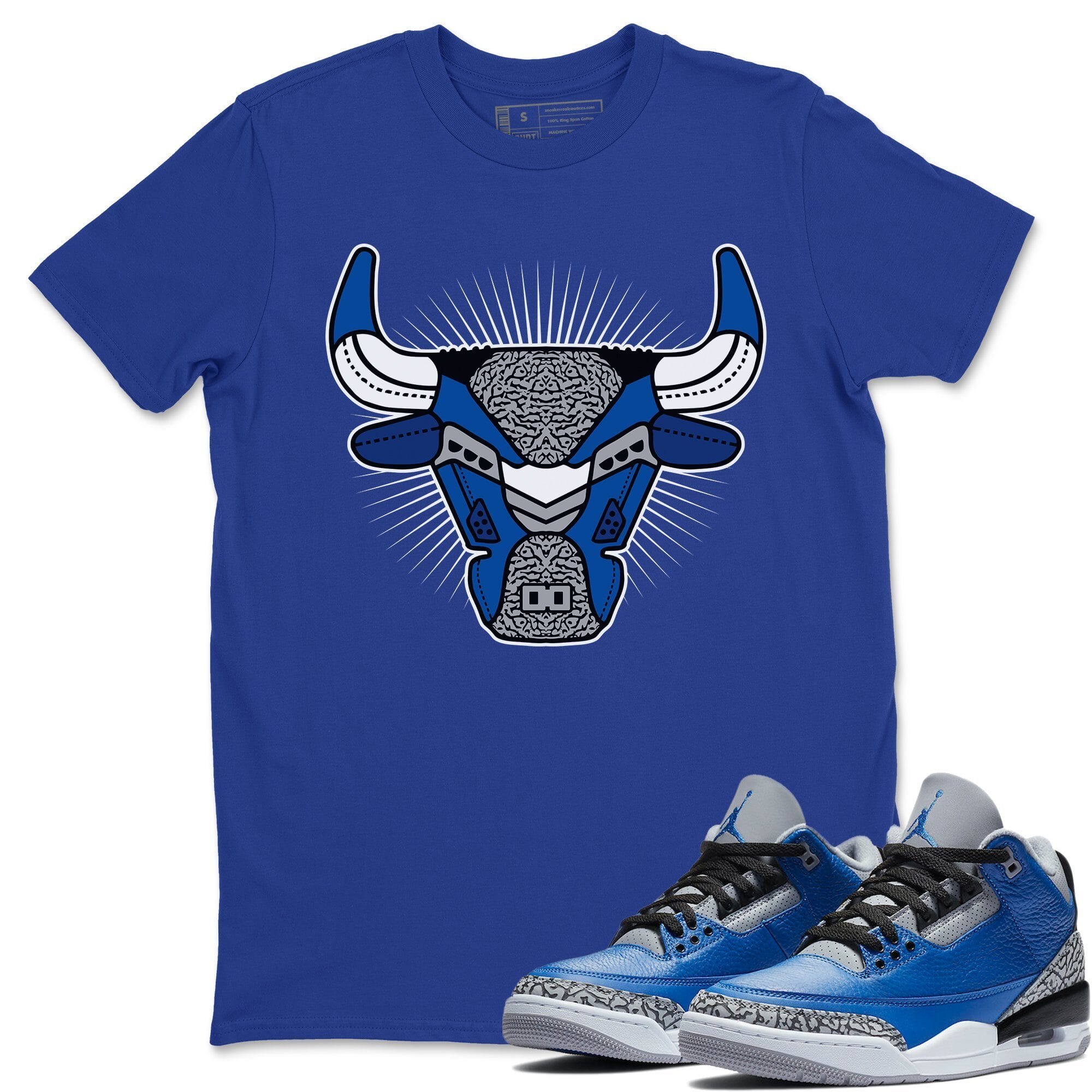 Bull Head Unisex Tops - Air Jordan 3 Varsity Royal
