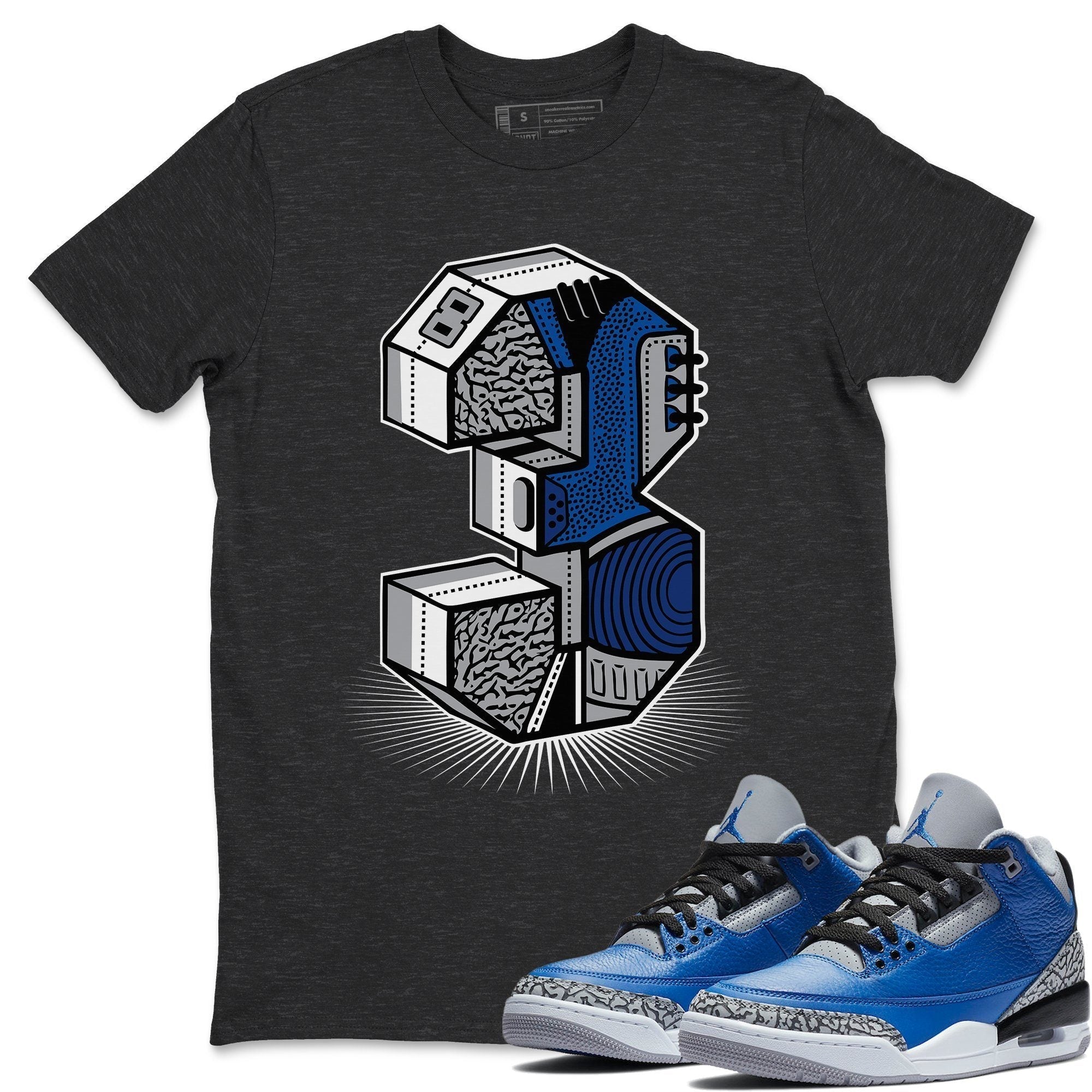 Three Statue Unisex Tops - Air Jordan 3 Varsity Royal
