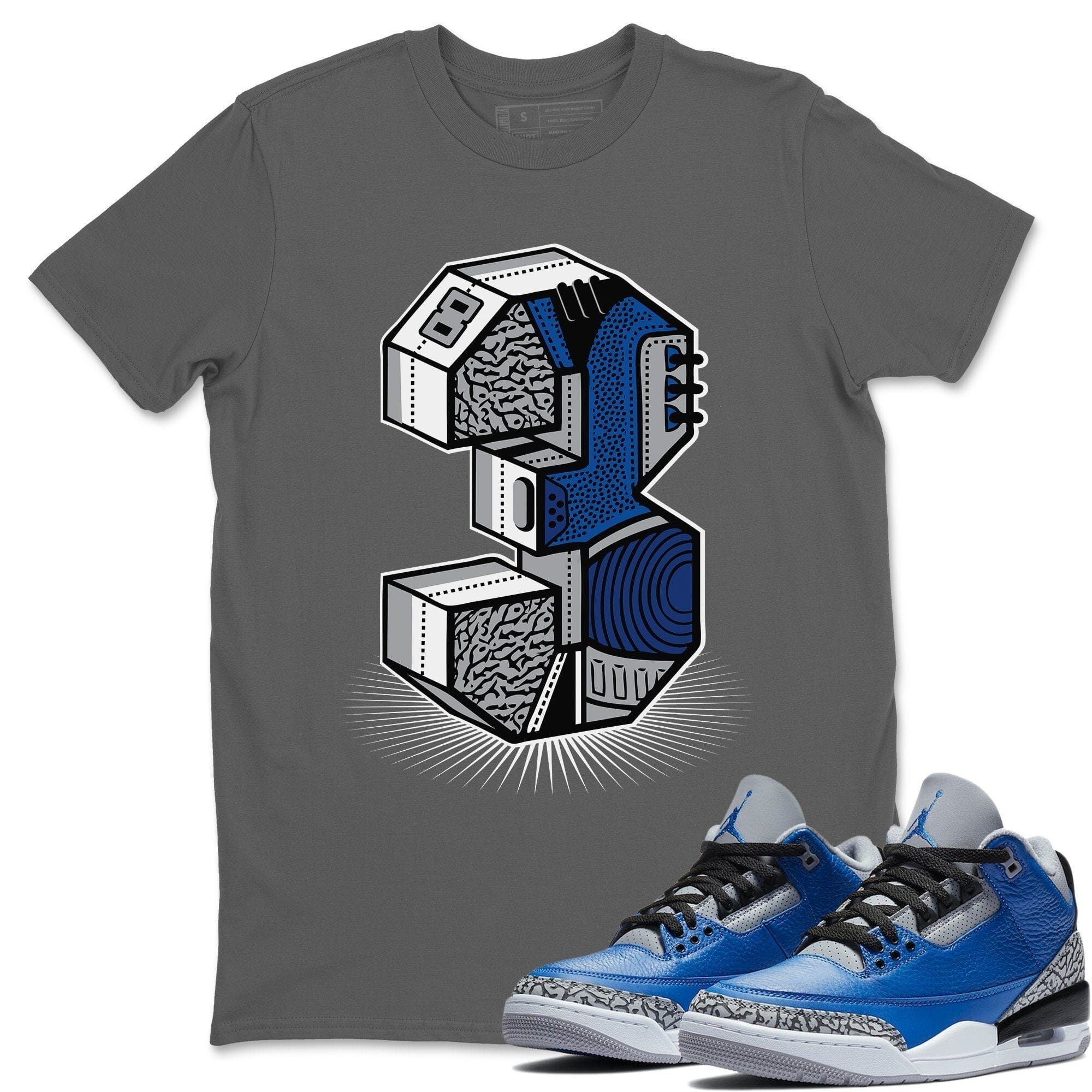 Three Statue Unisex Tops - Air Jordan 3 Varsity Royal