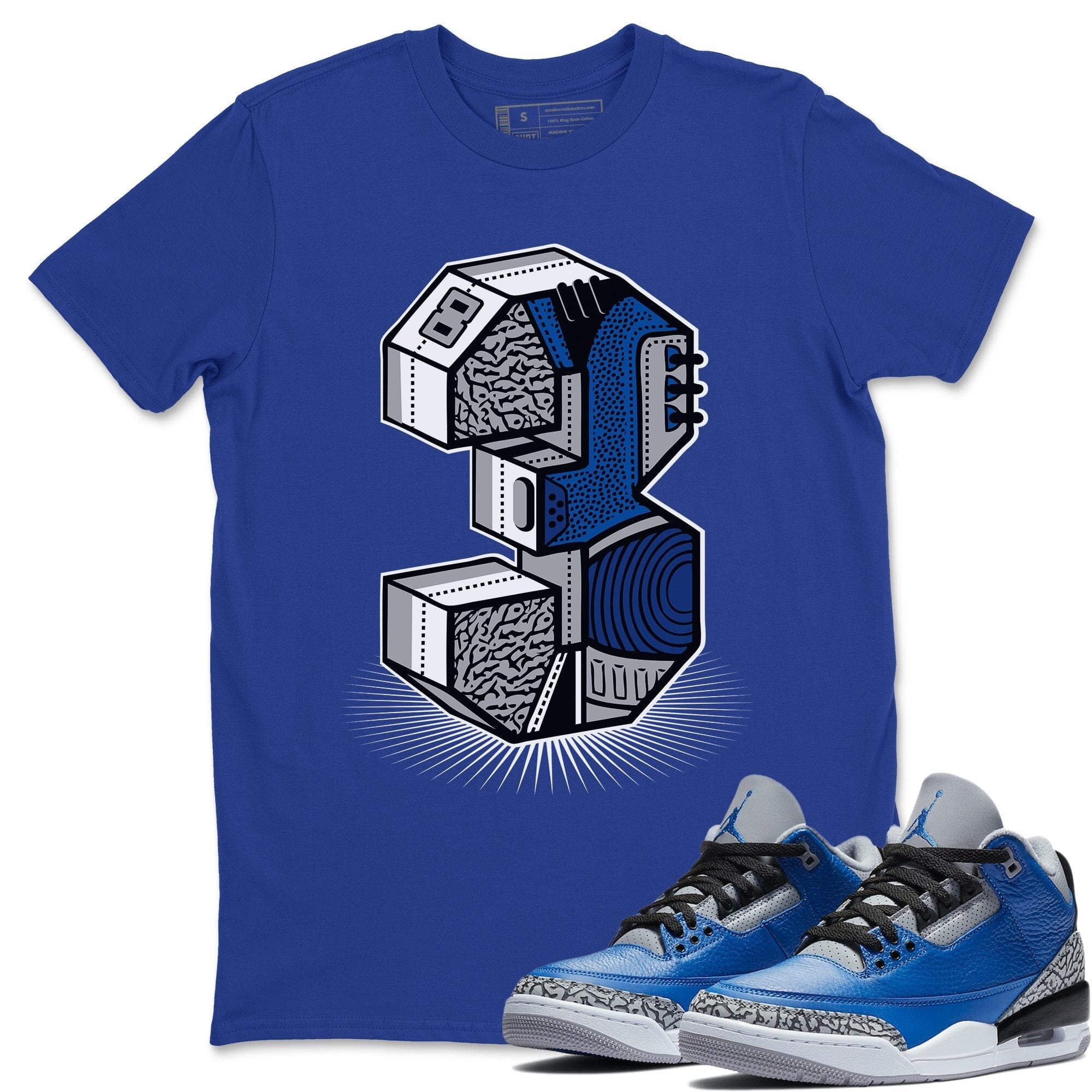 Three Statue Unisex Tops - Air Jordan 3 Varsity Royal