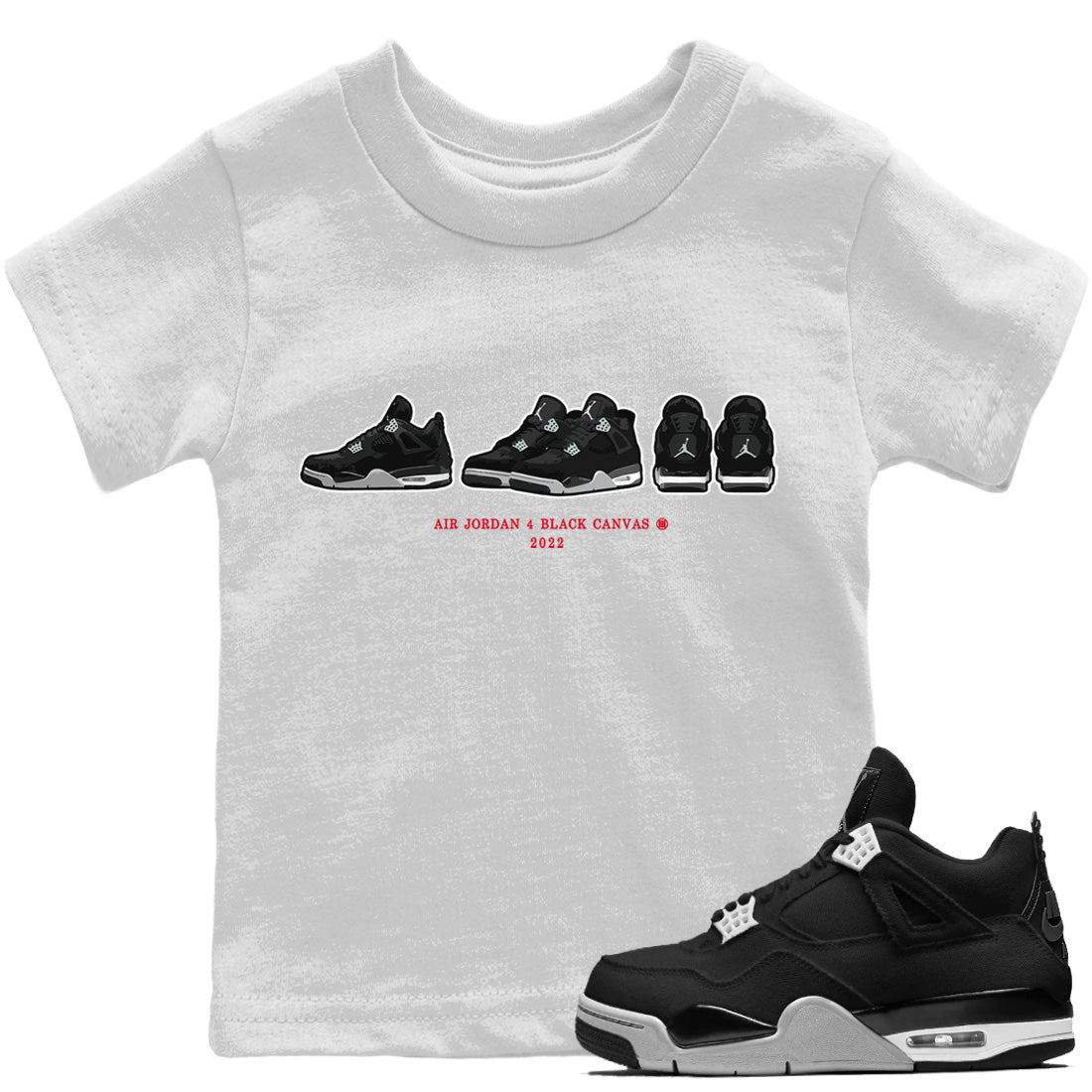 snkmatch Prelude Kids Tops - Air Jordan 4 Black Canvas