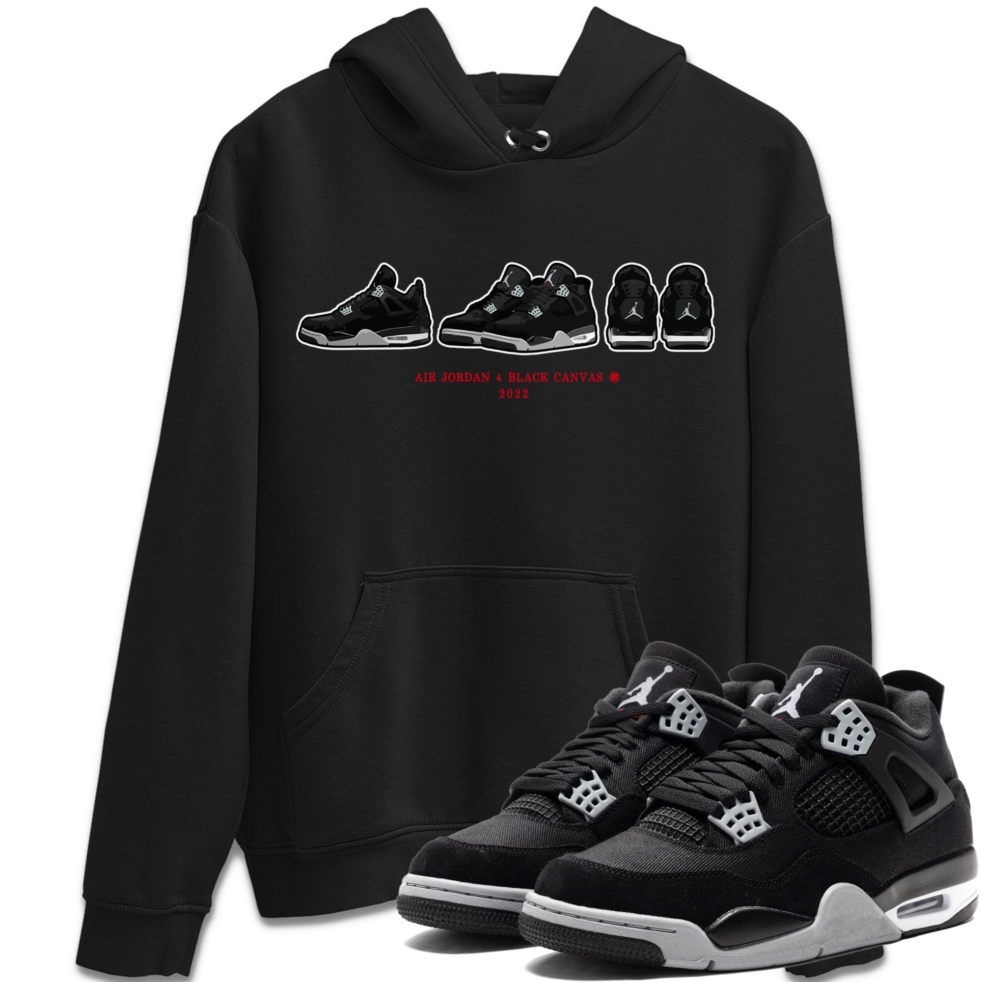 snkmatch Prelude Unisex Tops - Air Jordan 4 Black Canvas