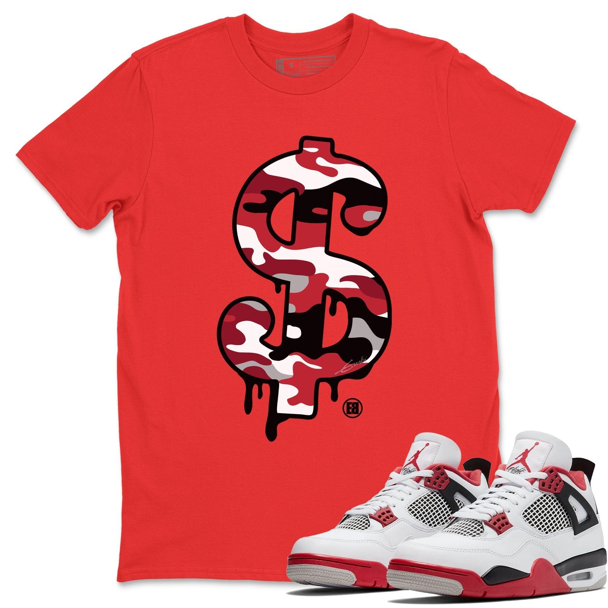 Dollar Camo Unisex Tops - Air Jordan 4 Fire Red