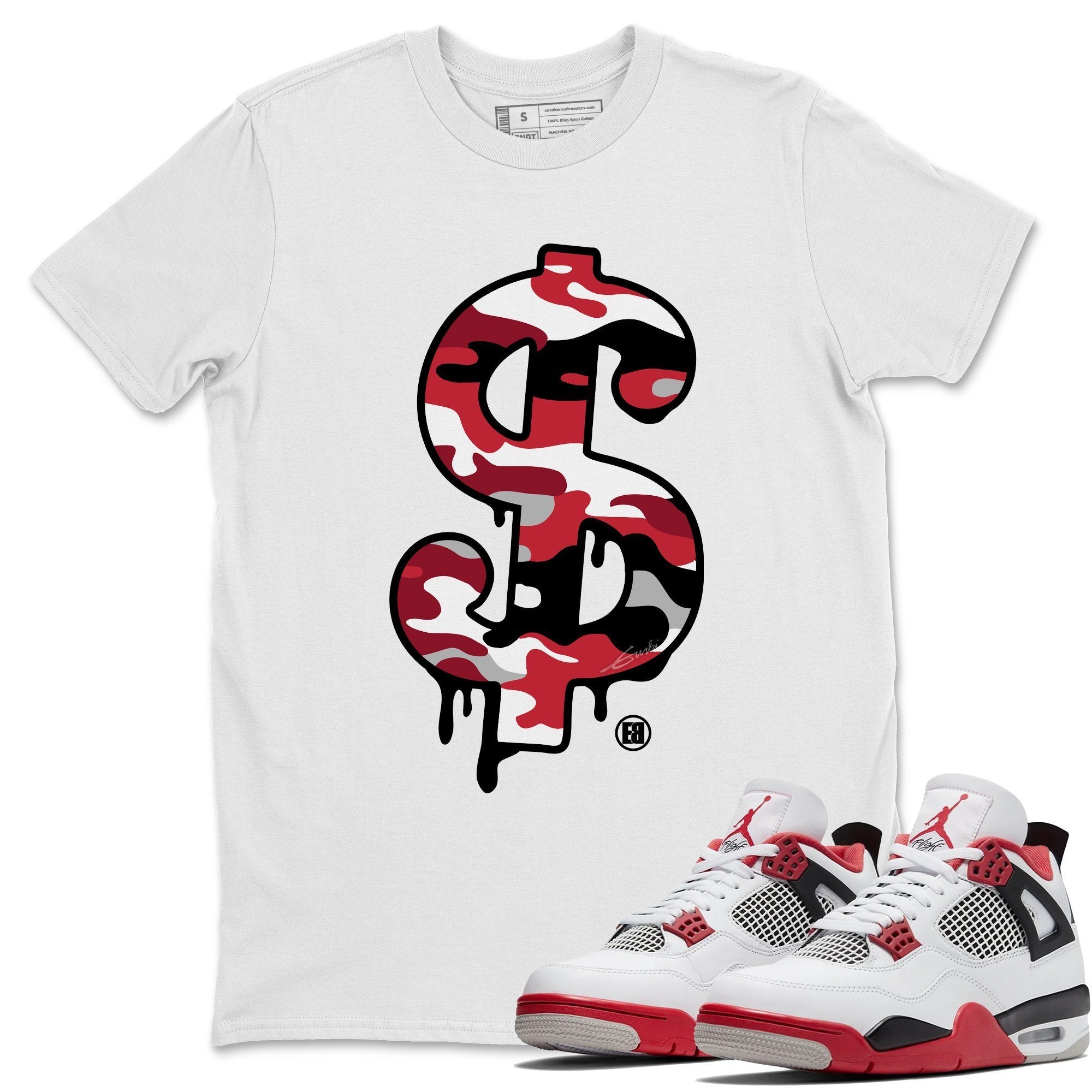 Dollar Camo Unisex Tops - Air Jordan 4 Fire Red