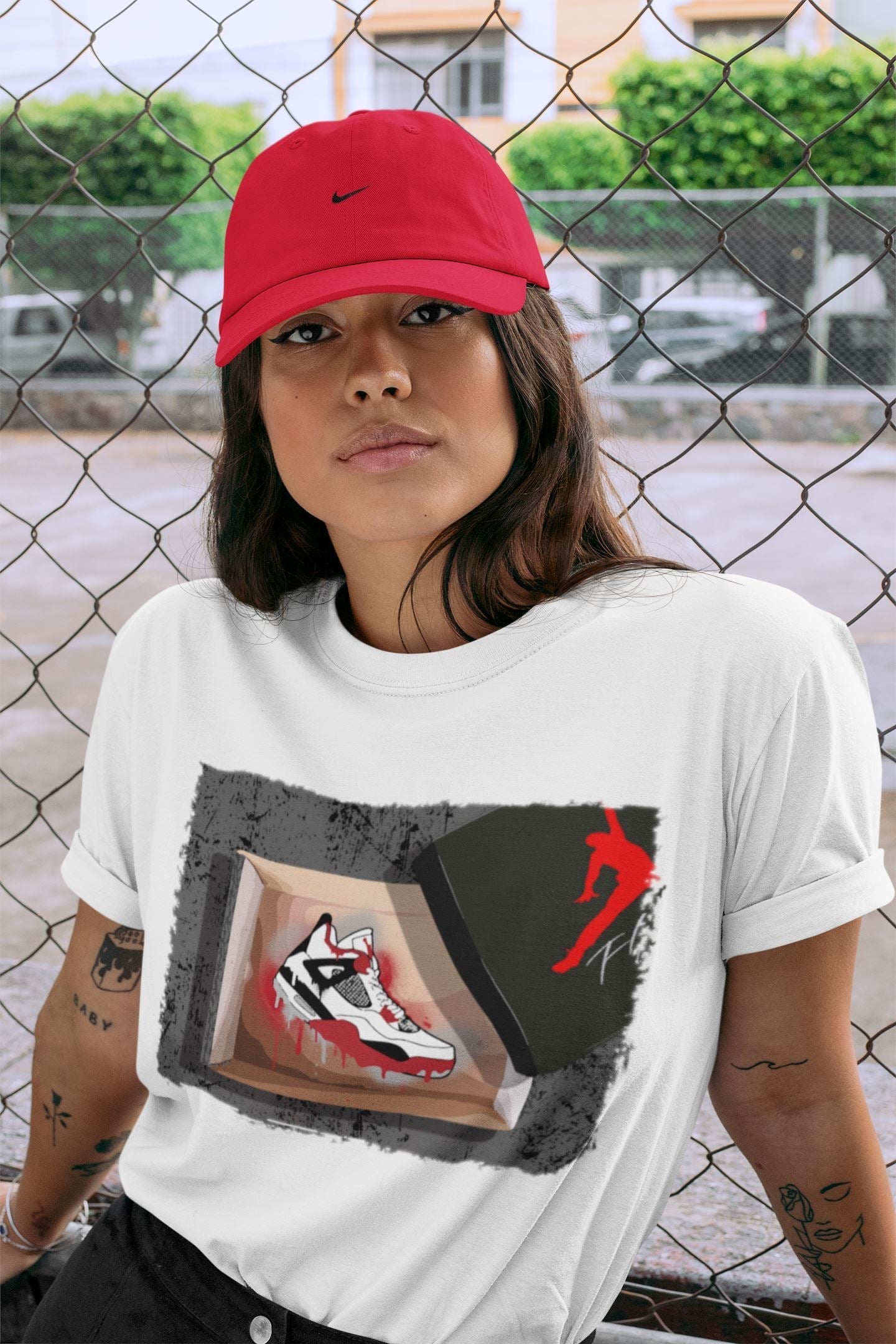 New Kicks Unisex Tops - Air Jordan 4 Fire Red