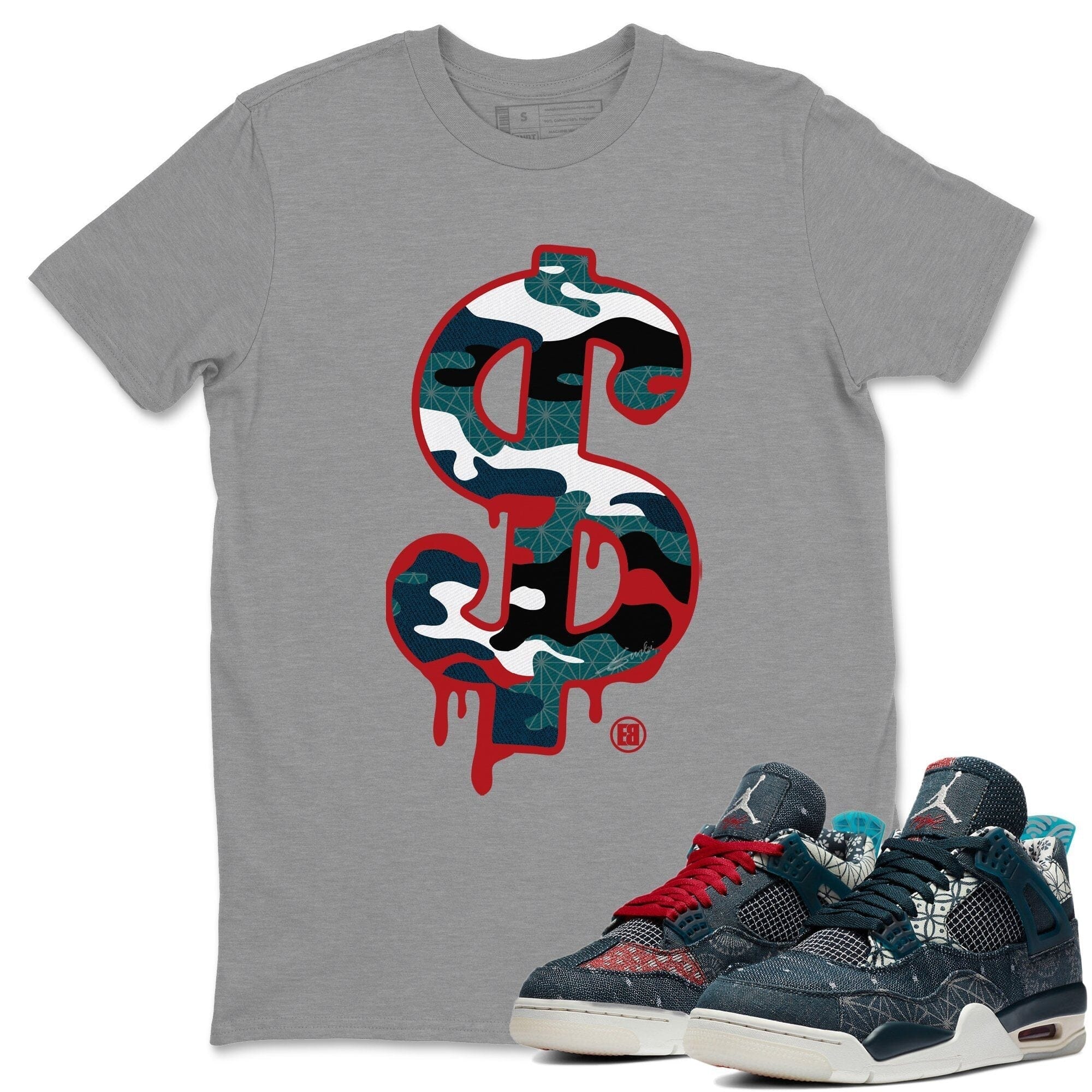 Dollar Camo Unisex Tops - Air Jordan 4 Deep Ocean