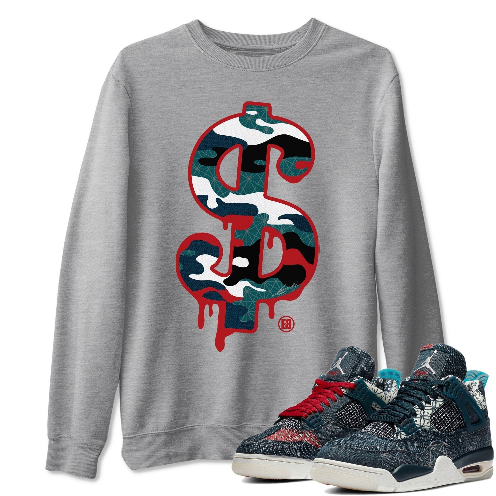 Dollar Camo Unisex Tops - Air Jordan 4 Deep Ocean