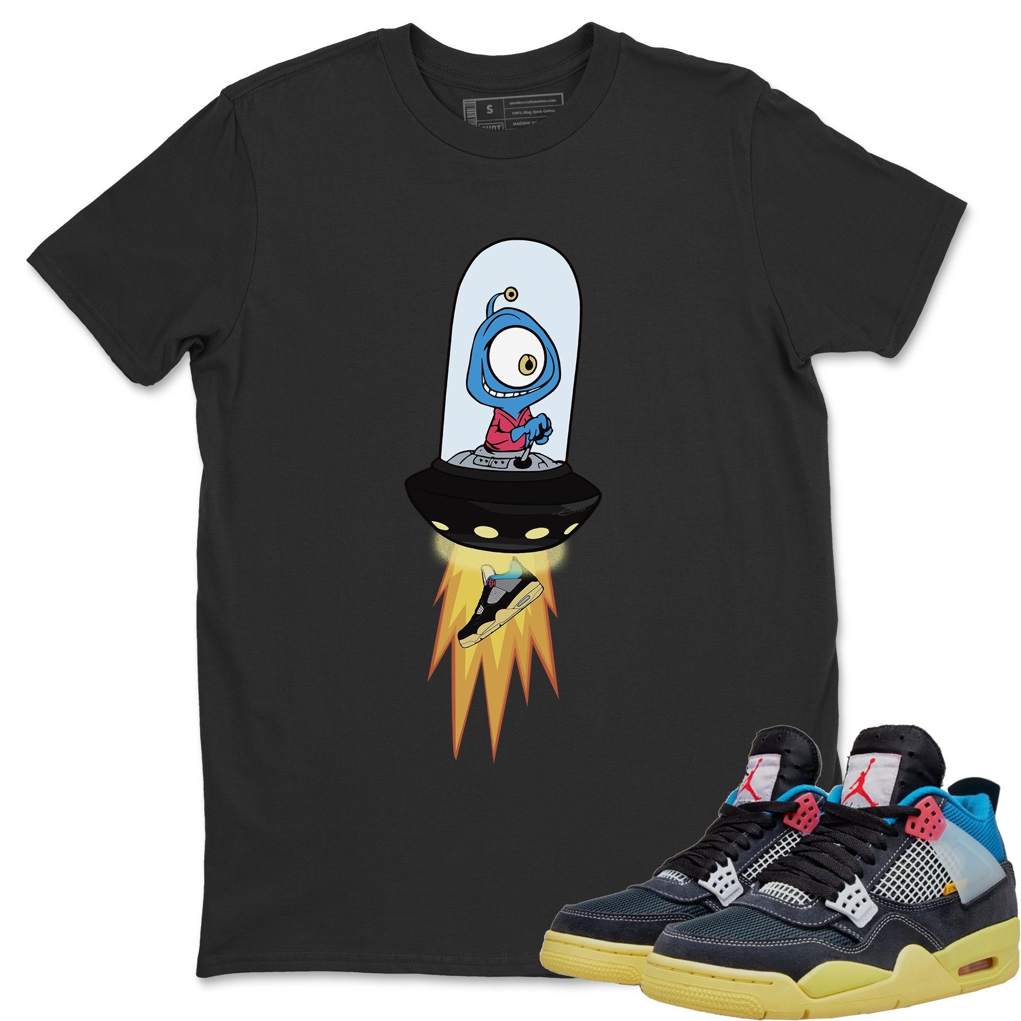 Alien Unisex Tops - Air Jordan 4 Union Off Noir