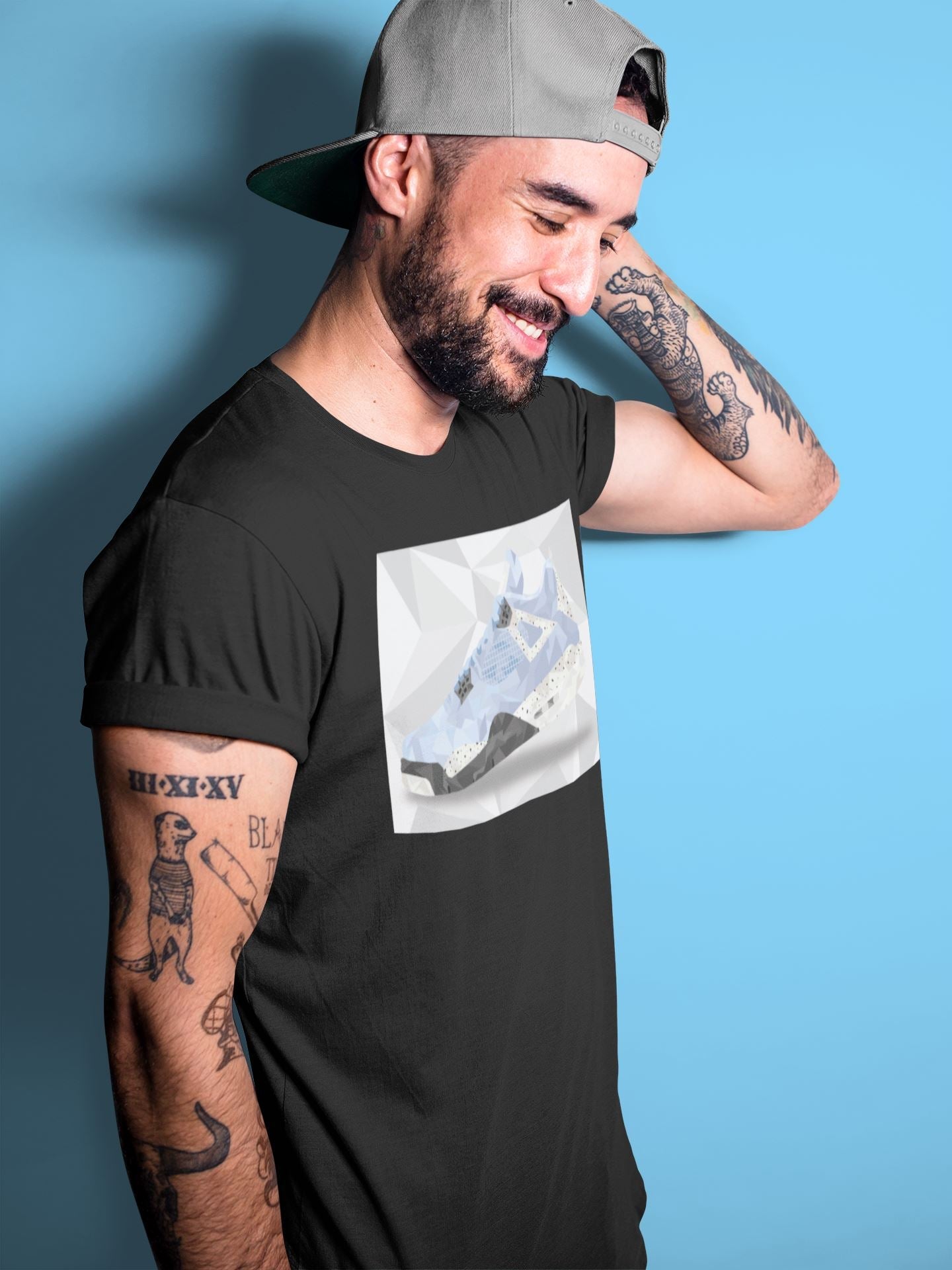Shoe Polygon Unisex Tops - Air Jordan 4 University Blue