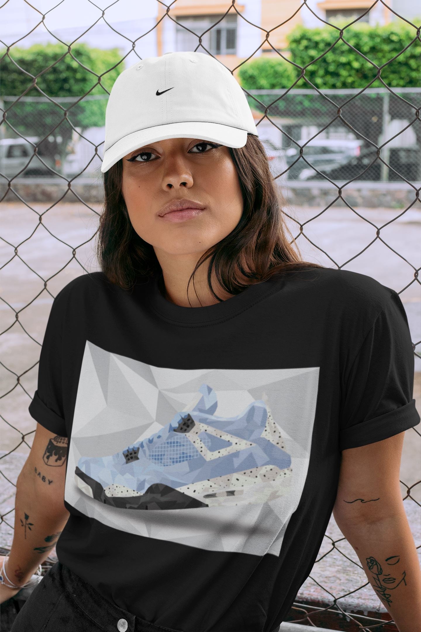 Shoe Polygon Unisex Tops - Air Jordan 4 University Blue