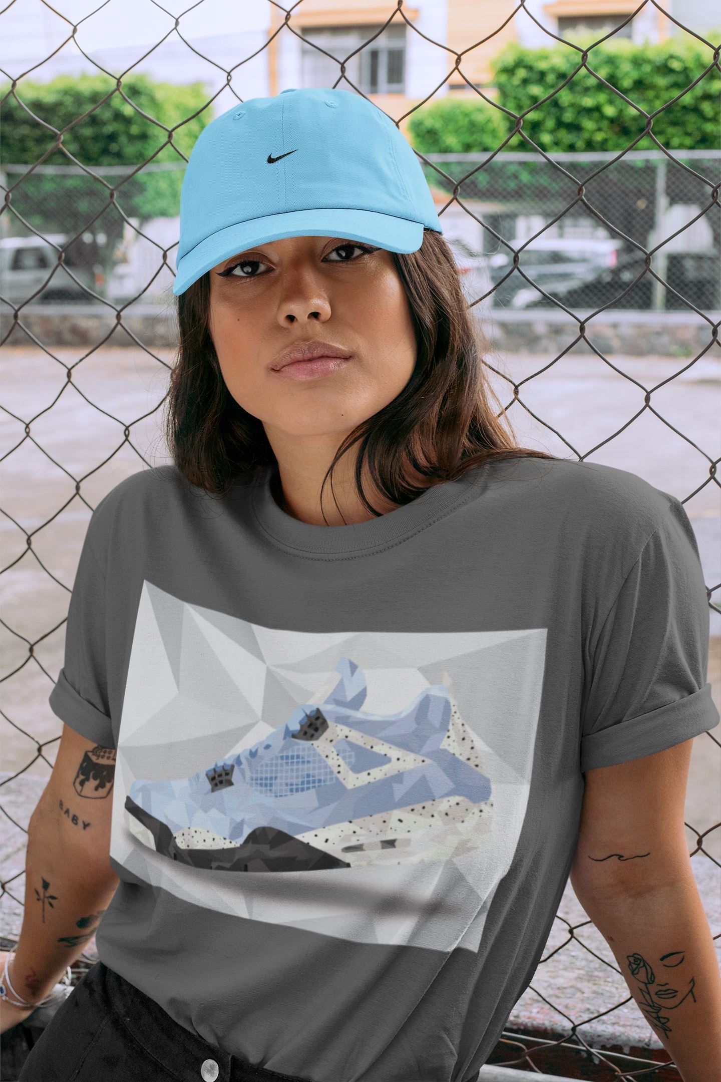 Shoe Polygon Unisex Tops - Air Jordan 4 University Blue