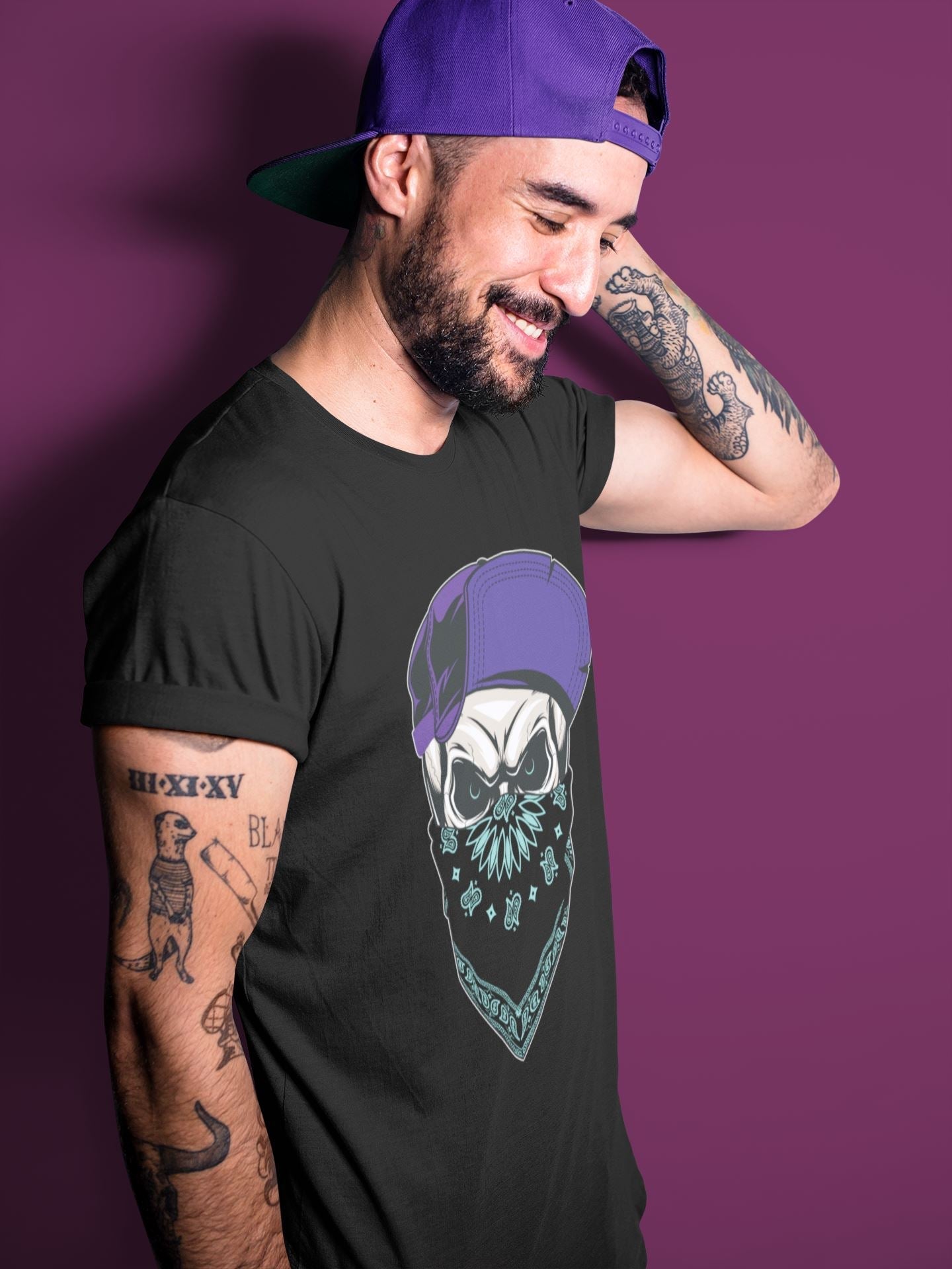 Skull Hat Unisex Tops - Air Jordan 5 Black Grape