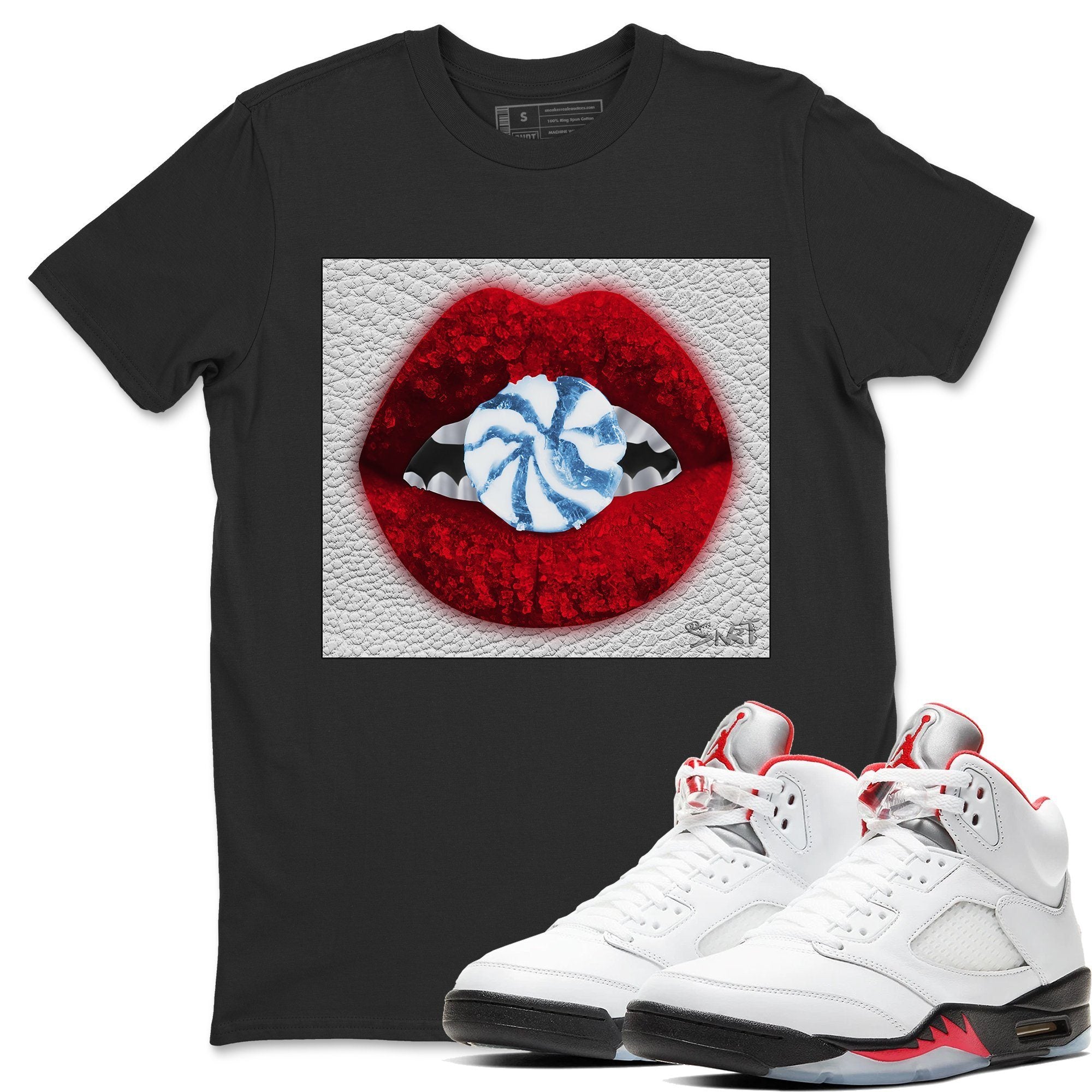 Lips Candy Unisex Tops - Air Jordan 5 Fire Red