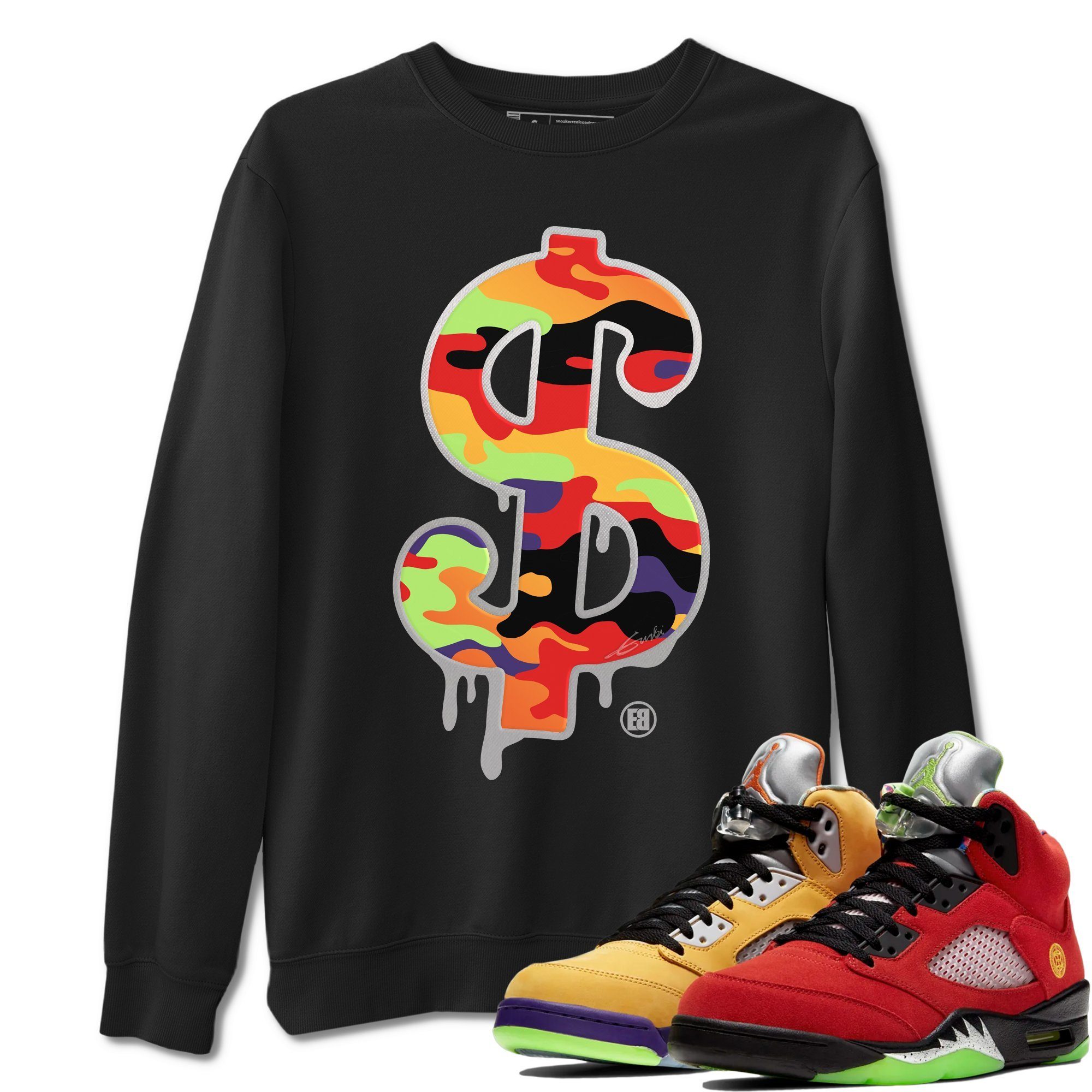 Dollar Camo Unisex Tops - Air Jordan 5 What The