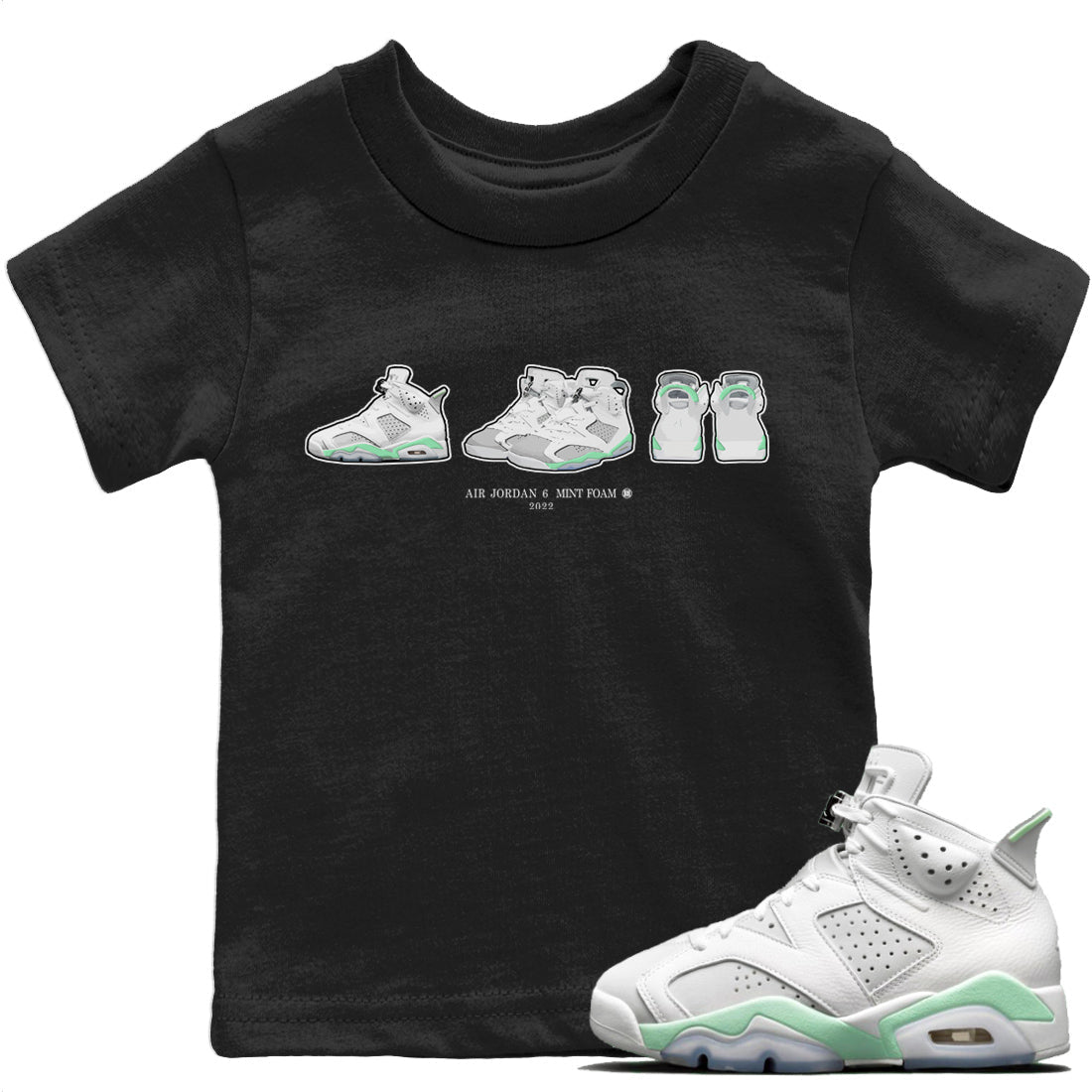 snkmatch Prelude Kids Tops - Air Jordan 6 Mint Foam
