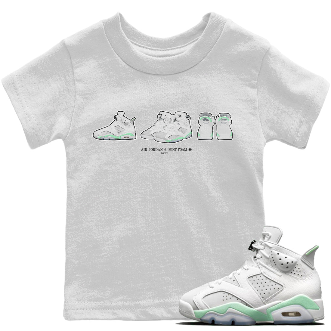 snkmatch Prelude Kids Tops - Air Jordan 6 Mint Foam