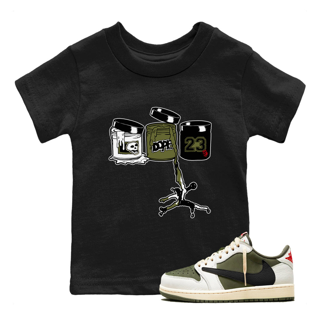 Jordan Paint snkmatch Tees Kids - Air Jordan 1 Travis Scott Medium Olive