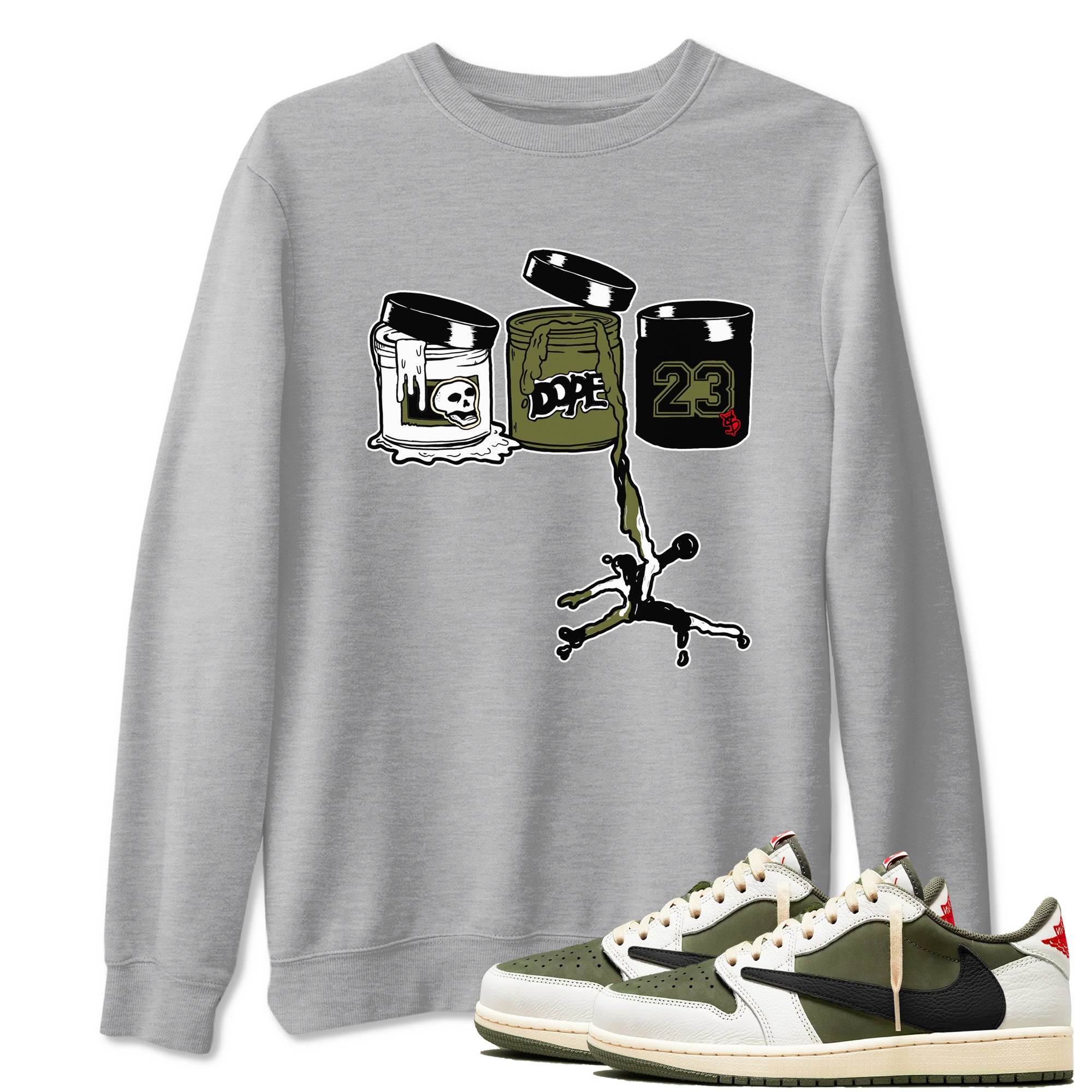 Jordan Paint snkmatch Tees - Air Jordan 1 Travis Scott Medium Olive