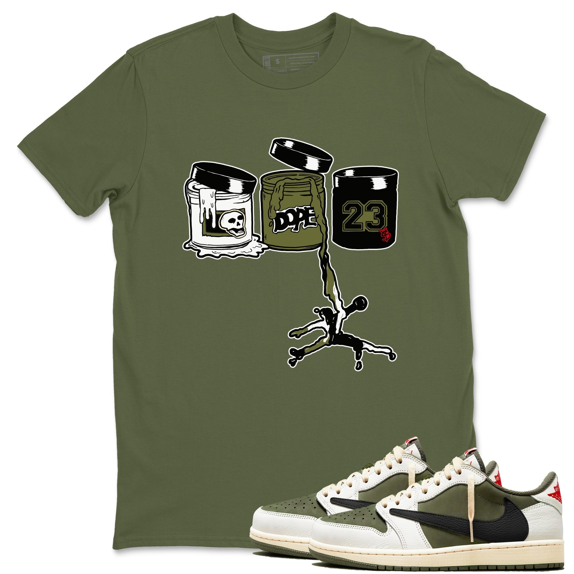 Jordan Paint snkmatch Tees - Air Jordan 1 Travis Scott Medium Olive